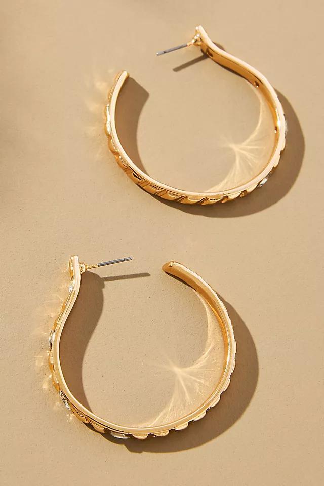 Large Ribbed Crystal Hoop Earrings Product Image