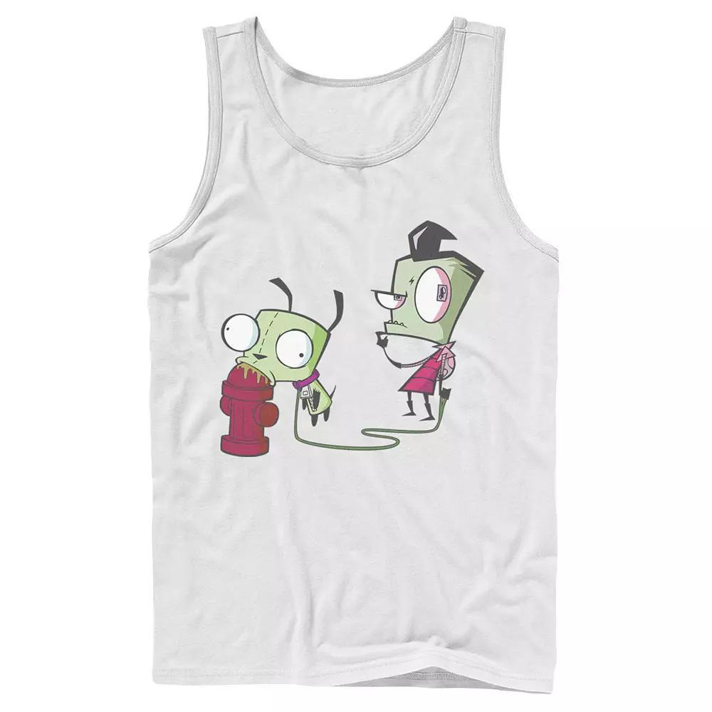 Men's Nickelodeon Invader Zim Walking Gir Fire Hydrant Portrait Graphic Graphic Tank Top, Size: Large, White Product Image