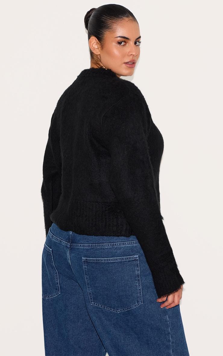 Plus Black Eyelash Knitted Cardigan Product Image