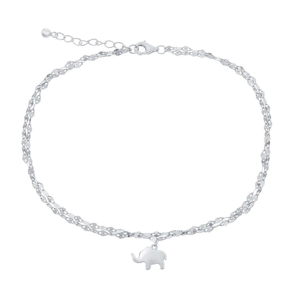 Mirror Chain Elephant Charm Anklet, Women's, Size: 9-10" ADJ, Gold Tone Product Image