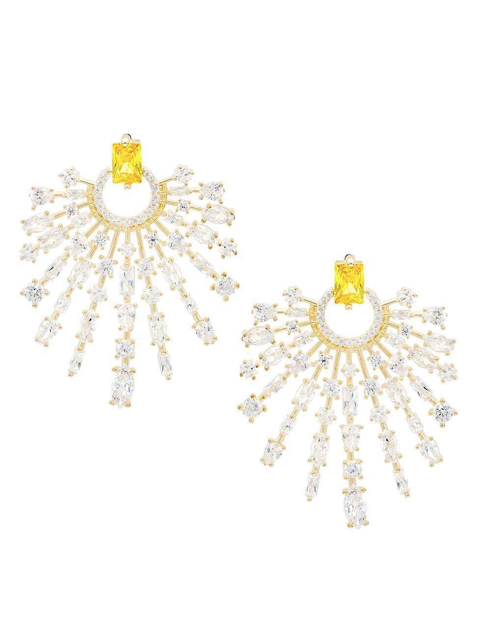 Womens Holly 14K-Yellow-Gold Vermeil & Crystal Drop Earrings Product Image