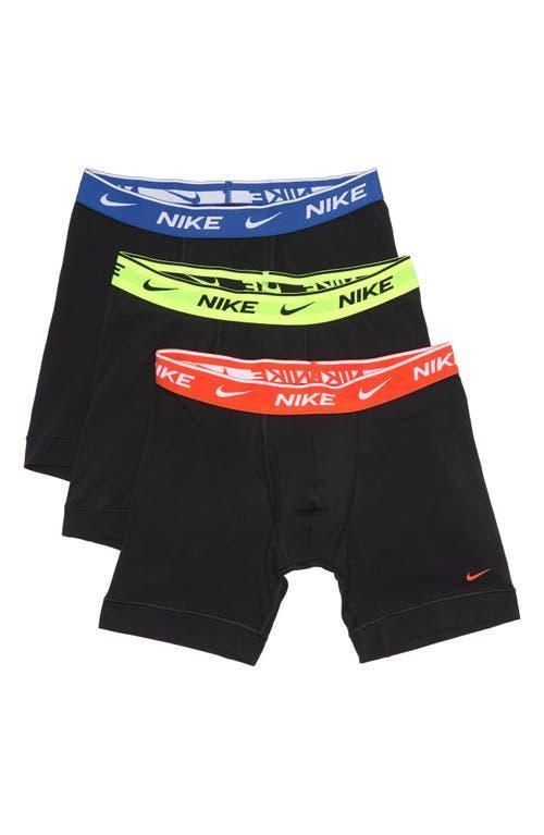 Men's Nike Dri-FIT Essential 3-pack Stretch Boxer Briefs, Size: Large, Black Orange Blue Product Image