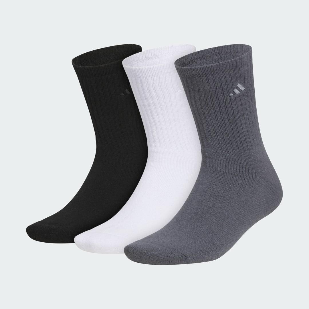 adidas Mens Cushioned Comfort 3-Pack Crew Socks Black L Product Image