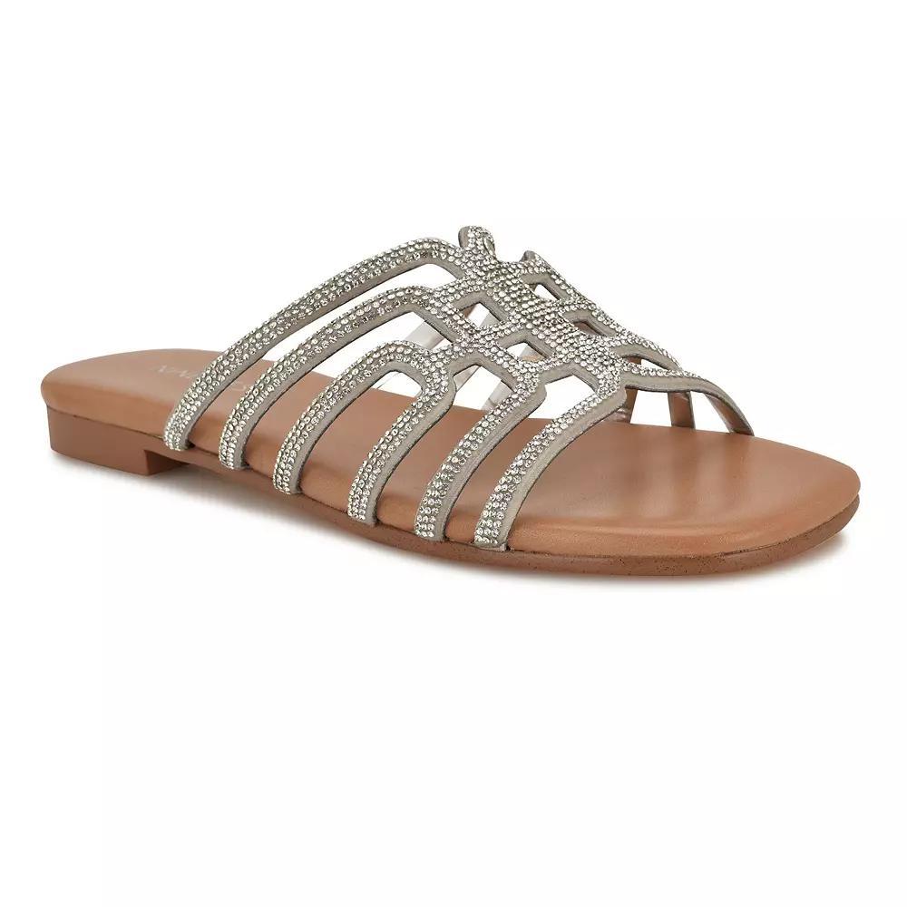 Nine West Timy Women's Slip-On Flat Strappy Sandals, Size: 9.5, Silver Product Image