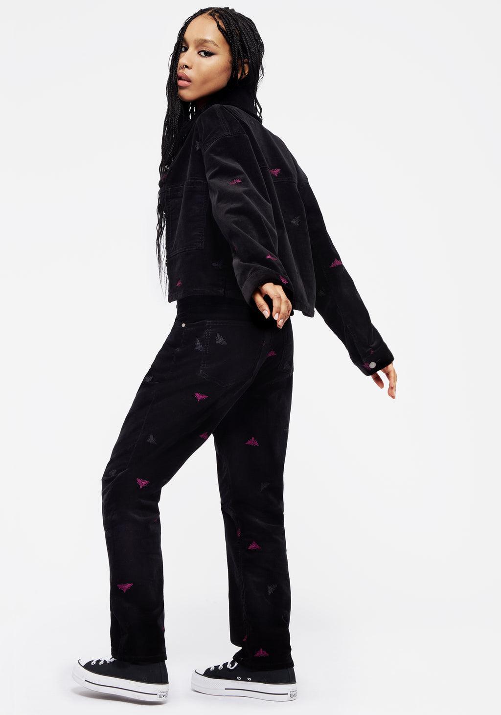 Styx Moth Embroidered Cord Shacket Product Image