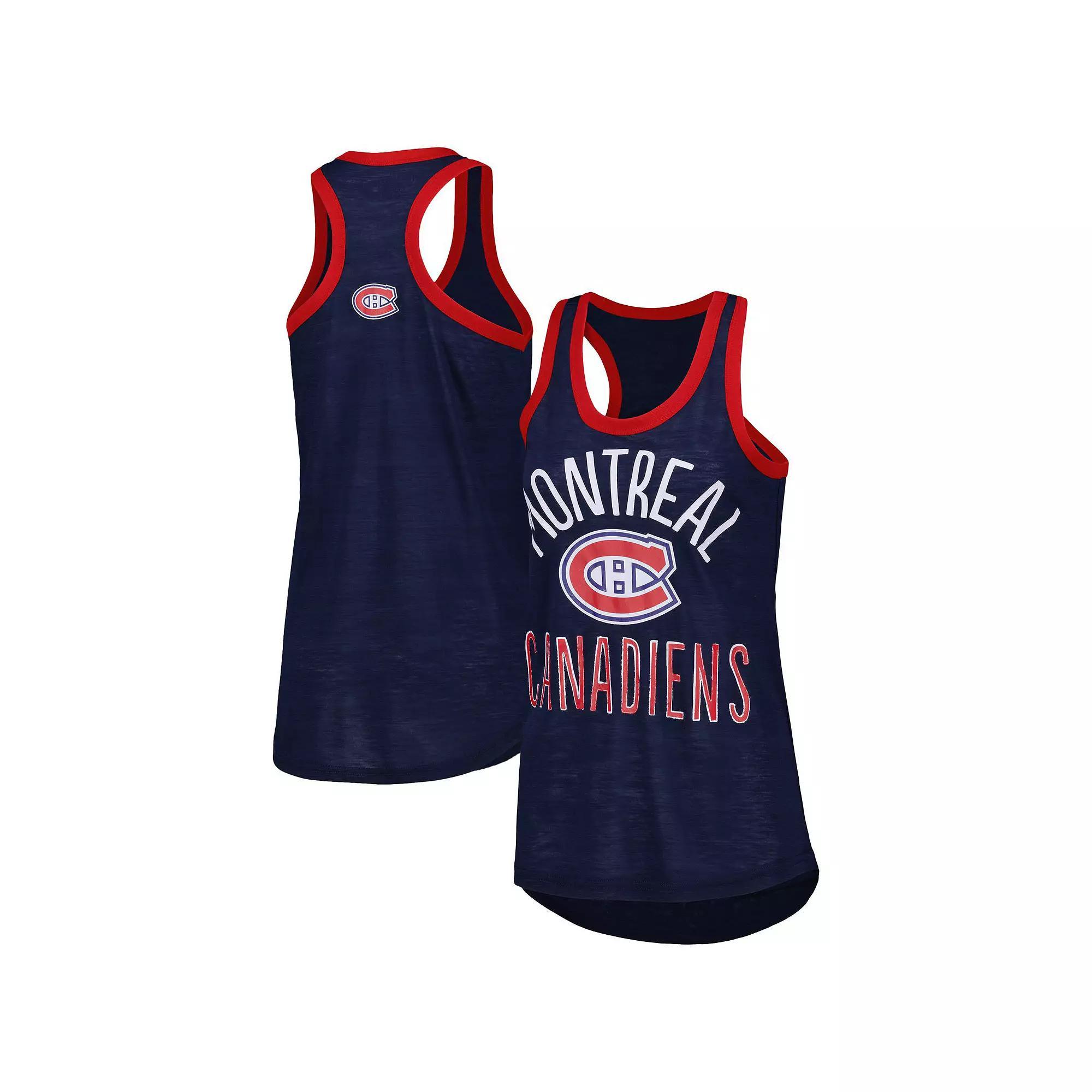 Women's G-III 4Her by Carl Banks Navy Montreal Canadiens First Base Racerback Scoop Neck Tank Top, Size: Small, Cnd Blue Product Image