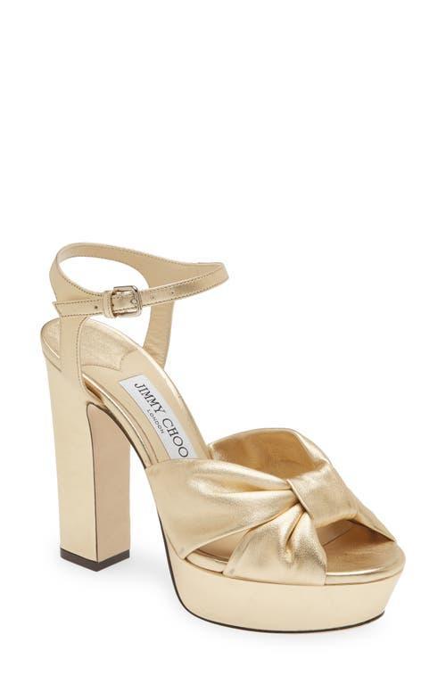 Jimmy Choo Womens Heloise 120 Metallic Leather High Heel Platform Sandals Product Image