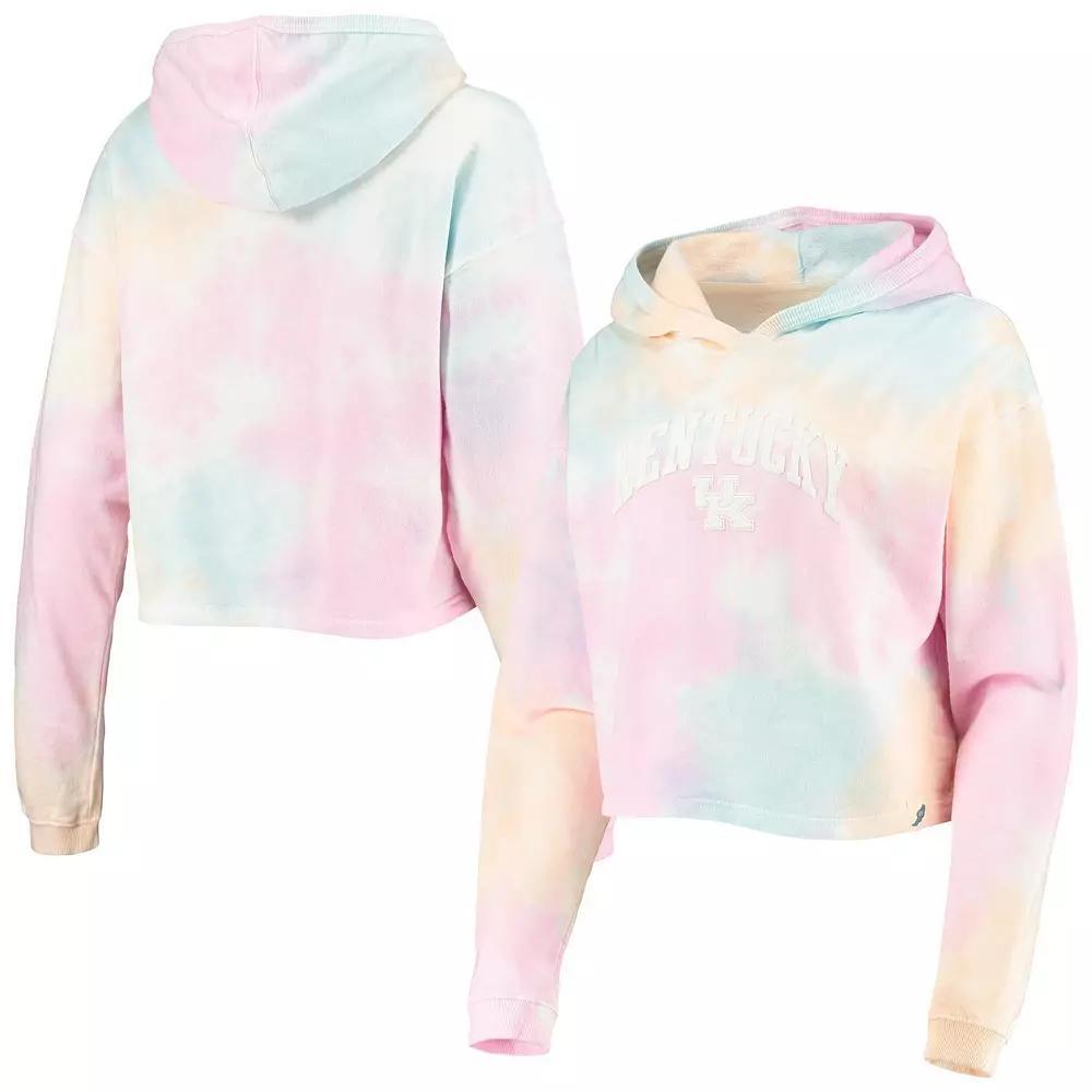 Womens League Collegiate Wear /White Kentucky Wildcats Tie-Dye Cropped Pullover Hoodie Product Image