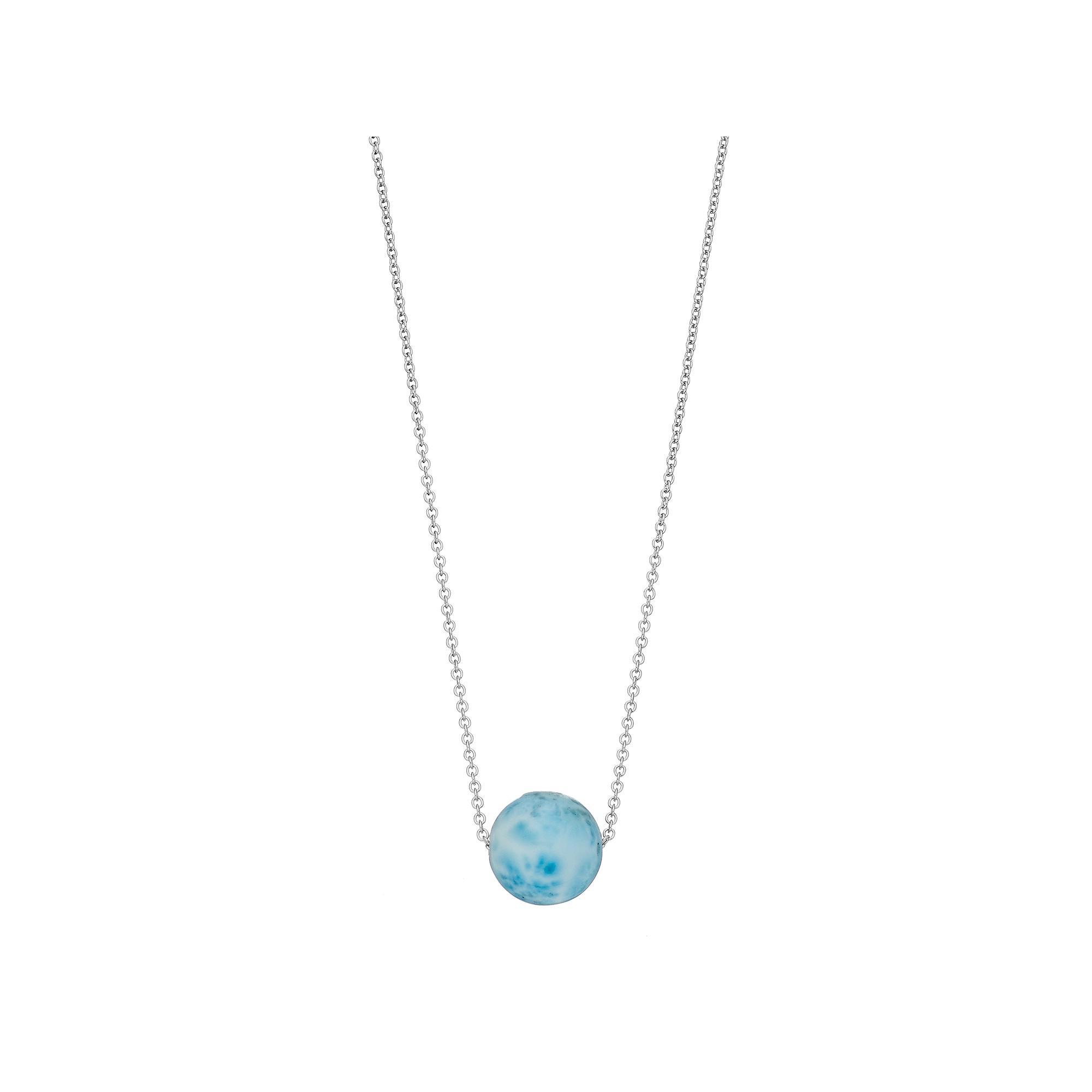 Sterling Silver Larimar Bead Pendant Necklace, Women's Product Image