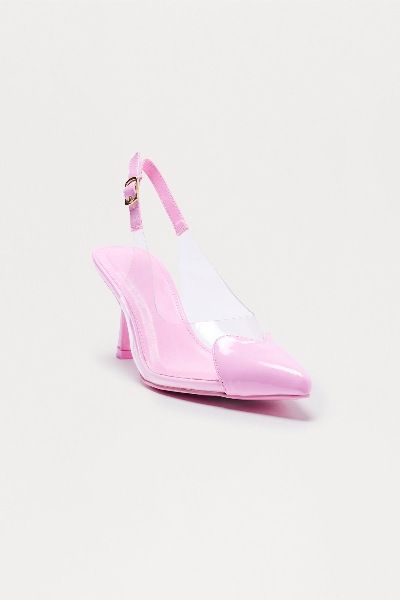 Heartfelt Clear Slingback Pumps - Pink Product Image