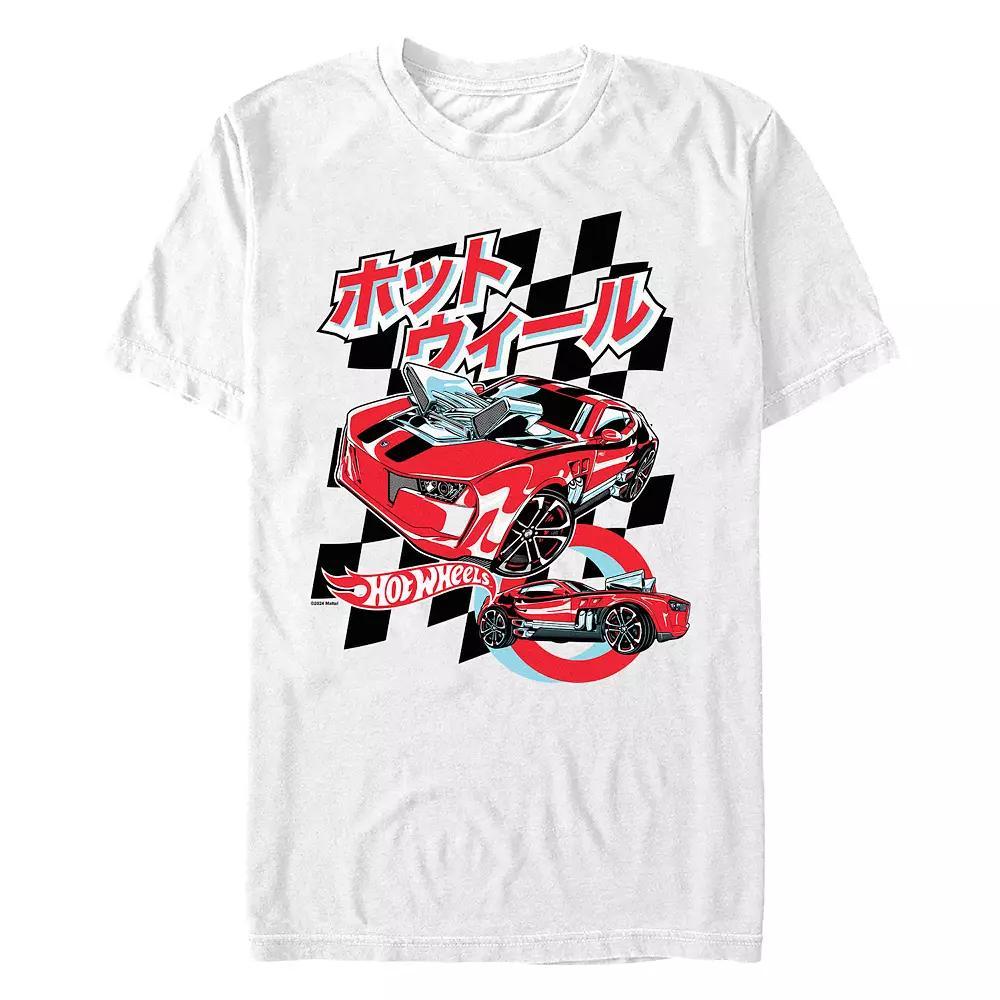 Men's Hot Wheels Checkered Background Graphic Tee, Size: XXL, White Product Image