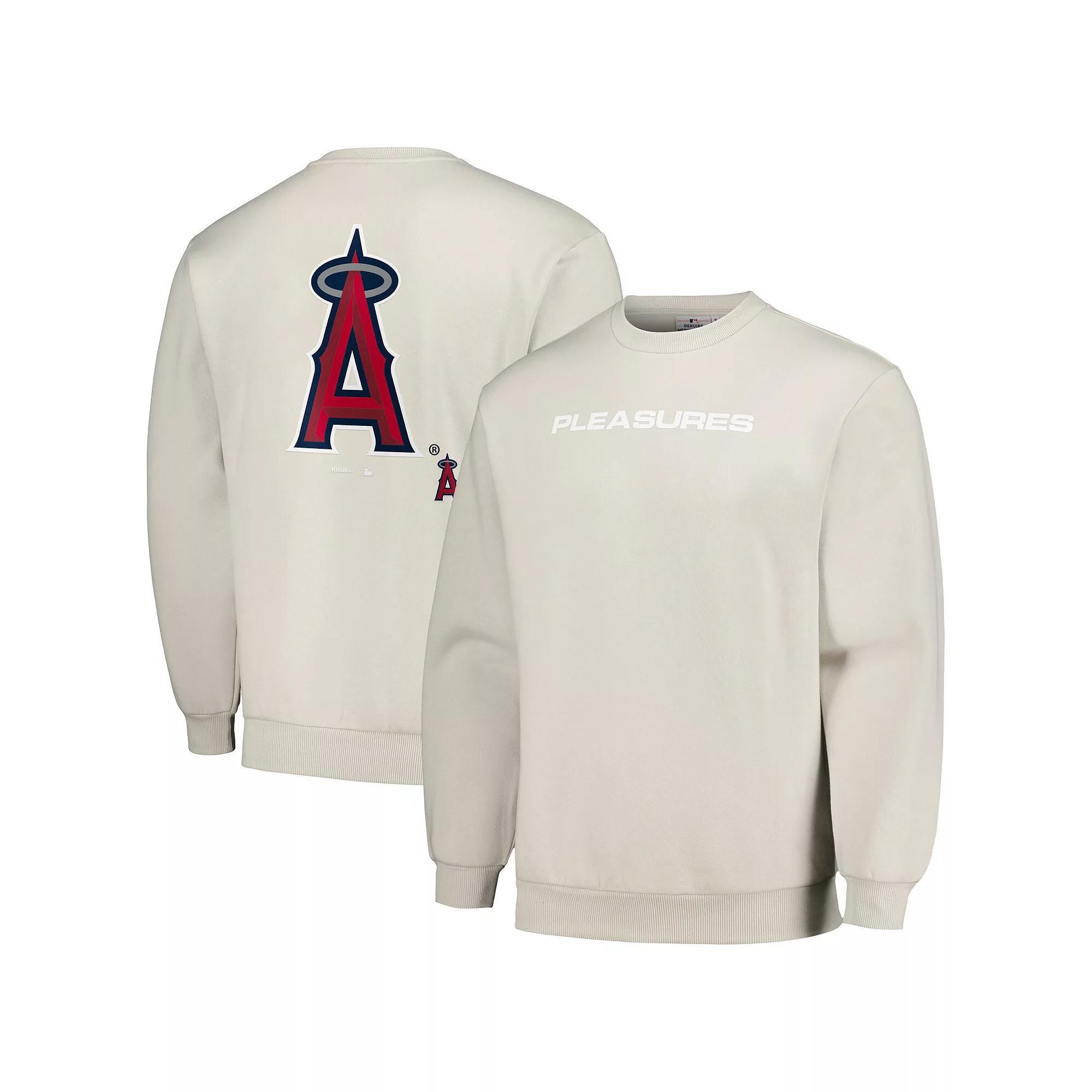Men's PLEASURES Gray Los Angeles Angels Ballpark Pullover Sweatshirt, Size: Medium, Grey Product Image