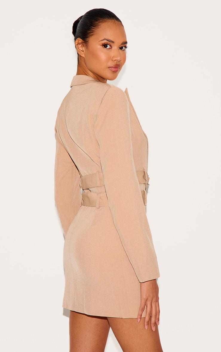 Stone Tailored Woven Double Belted Blazer Dress Product Image