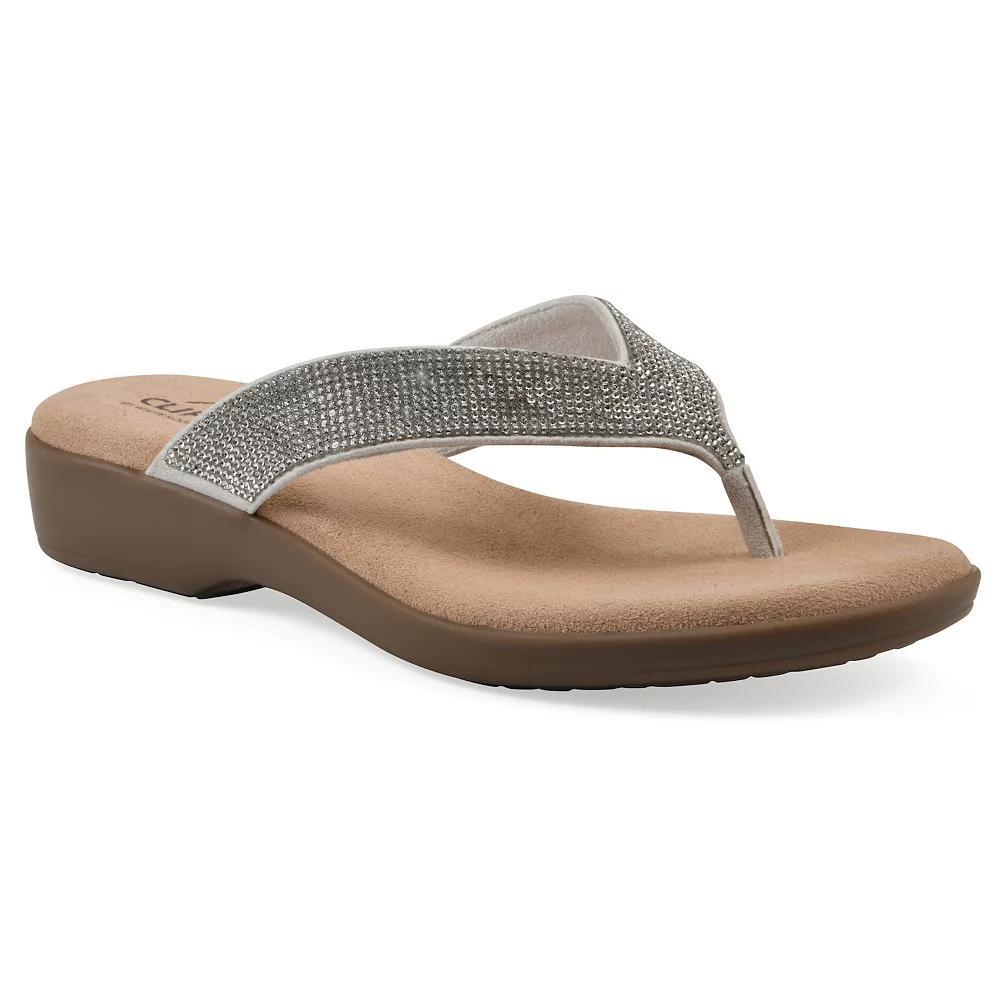 Cliffs by White Mountain Becharm Women's Thong Sandals, Size: 7 Medium, White Fabric Product Image