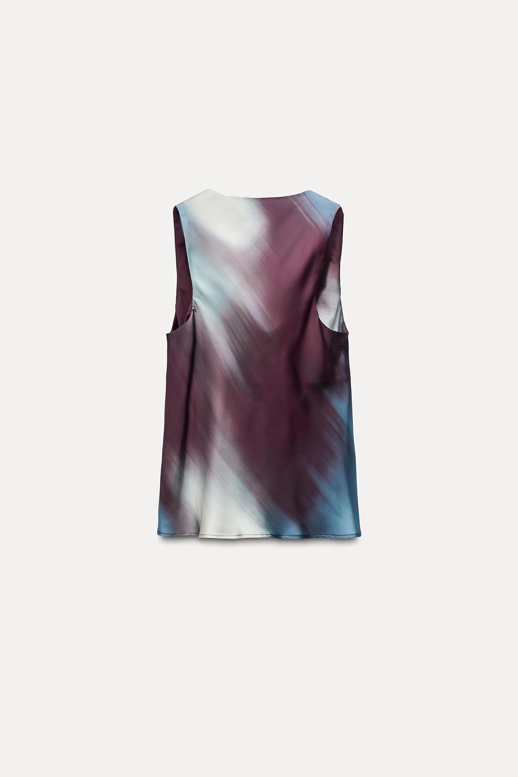 DRAPED SATIN EFFECT TIE DYE TOP Product Image