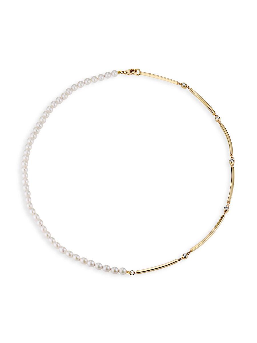 Womens Prism 18K Yellow Gold, Freshwater Pearl & 0.3 TCW Diamond Necklace Product Image