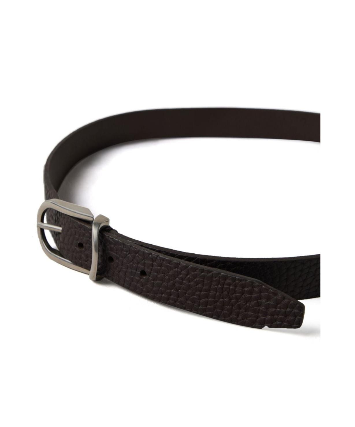 BRUNELLO CUCINELLI Silver-tone Buckle Leather Belt In Black Product Image