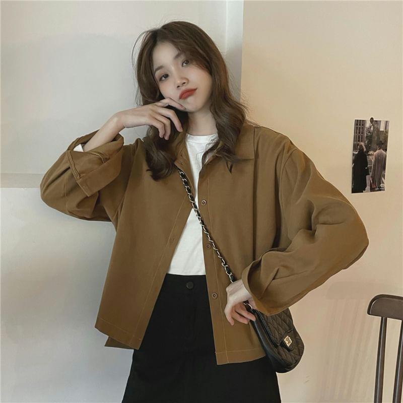 Long-Sleeve Plain Shirt Product Image