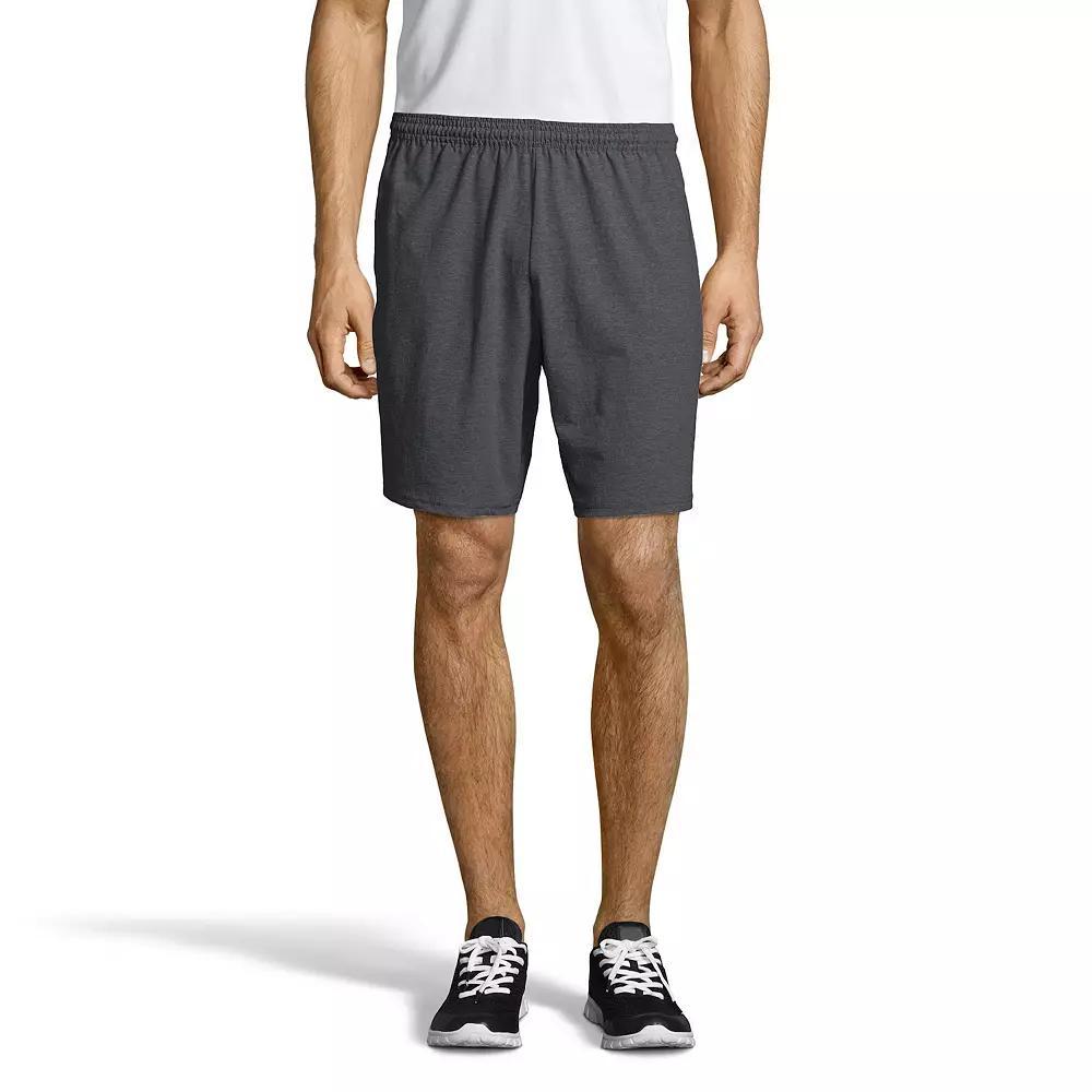 Mens Hanes ComfortSoft Jersey Pocket Shorts Grey Heather Product Image