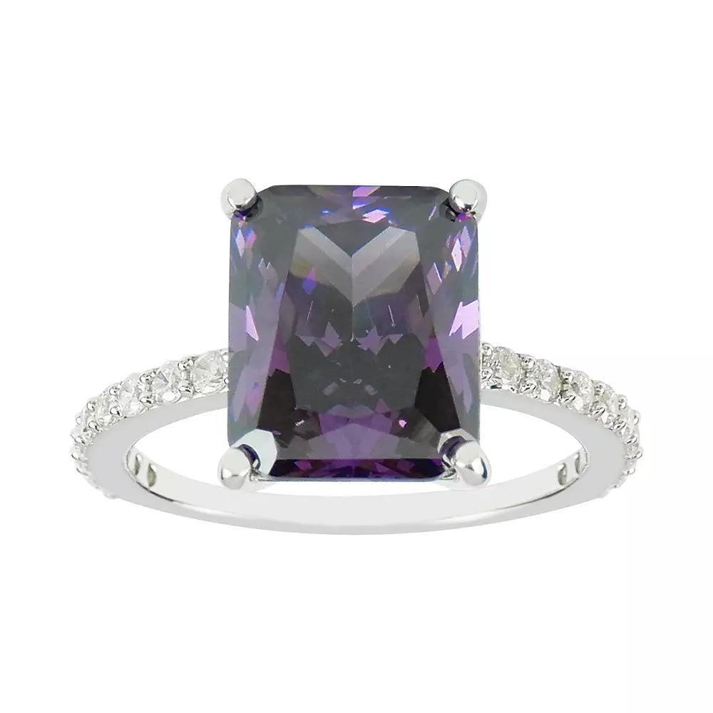 SIRI USA by TJM Sterling Silver Purple Cubic Zirconia Square Statement Ring, Women's, Size: 6 Product Image