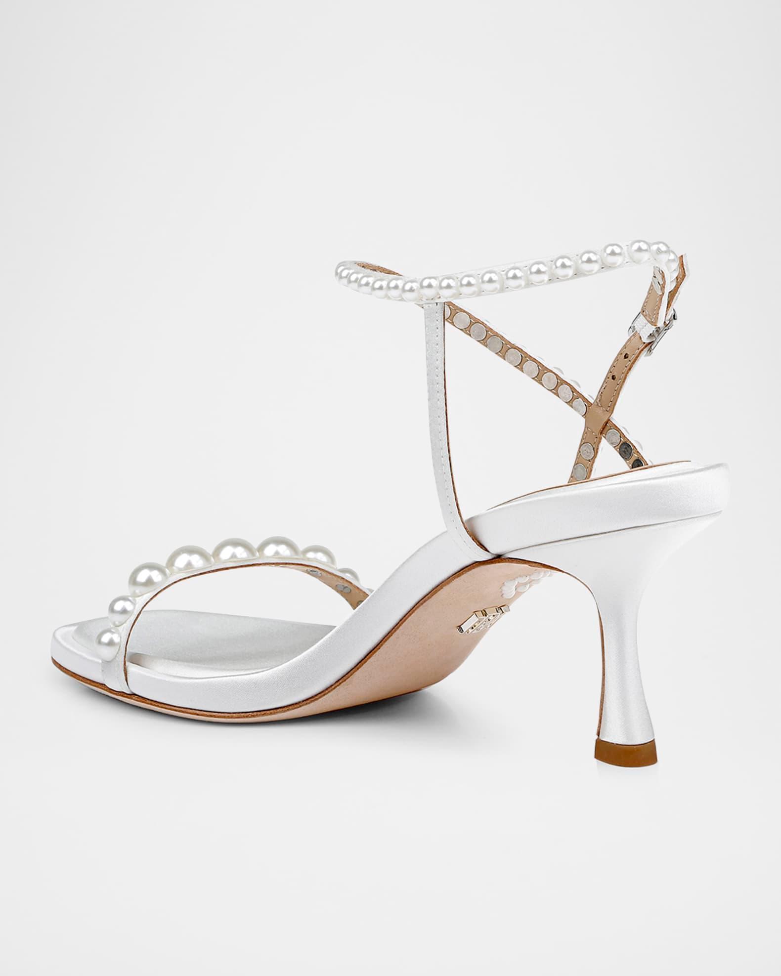 Jolie Pearly Silk Kitten-Heel Sandals Product Image