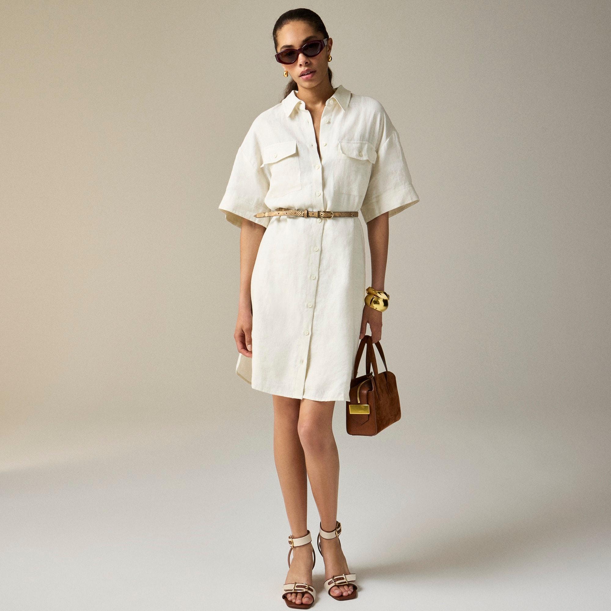 Petite utility shirtdress in linen Product Image