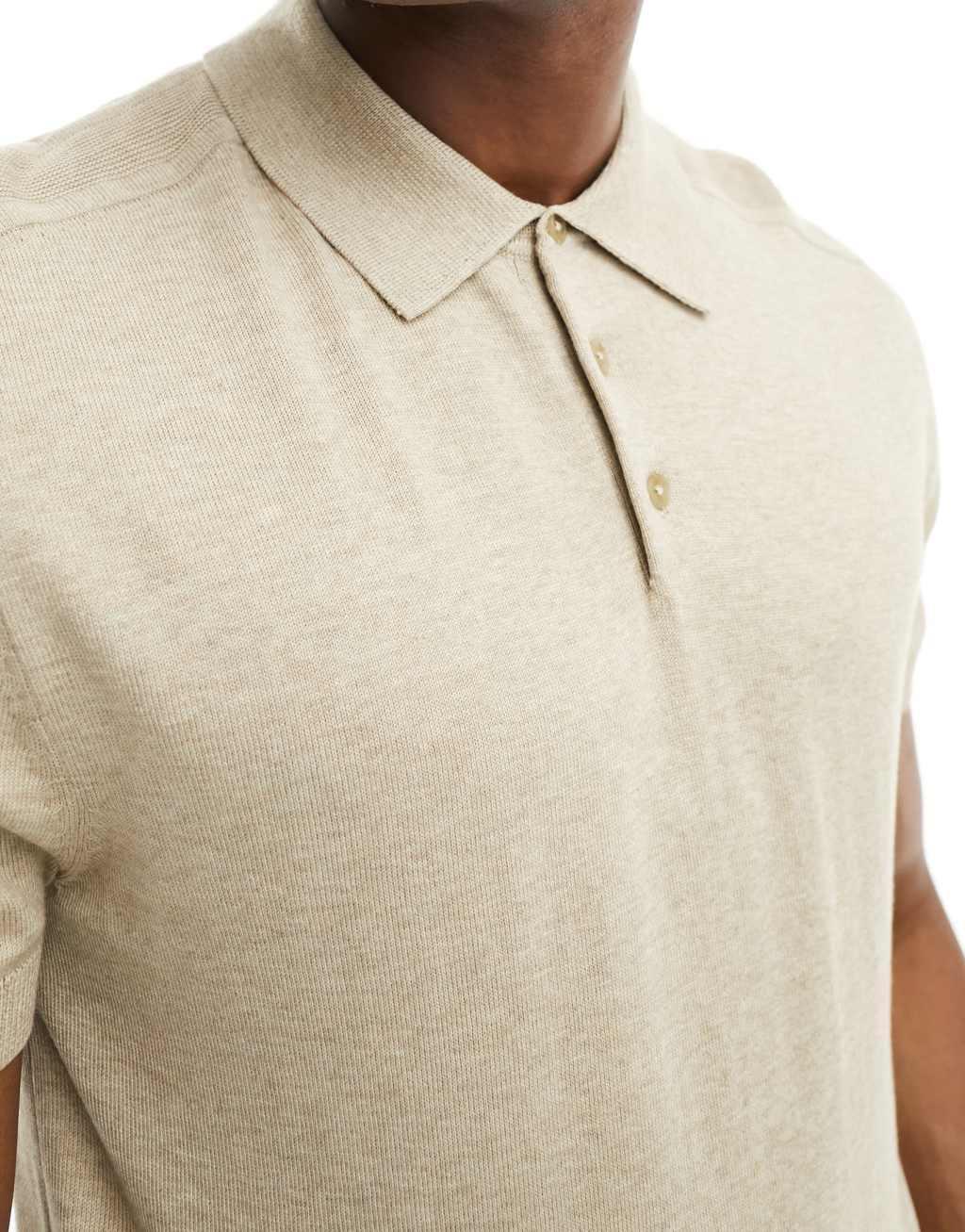 Selected Homme knit polo in beige Product Image
