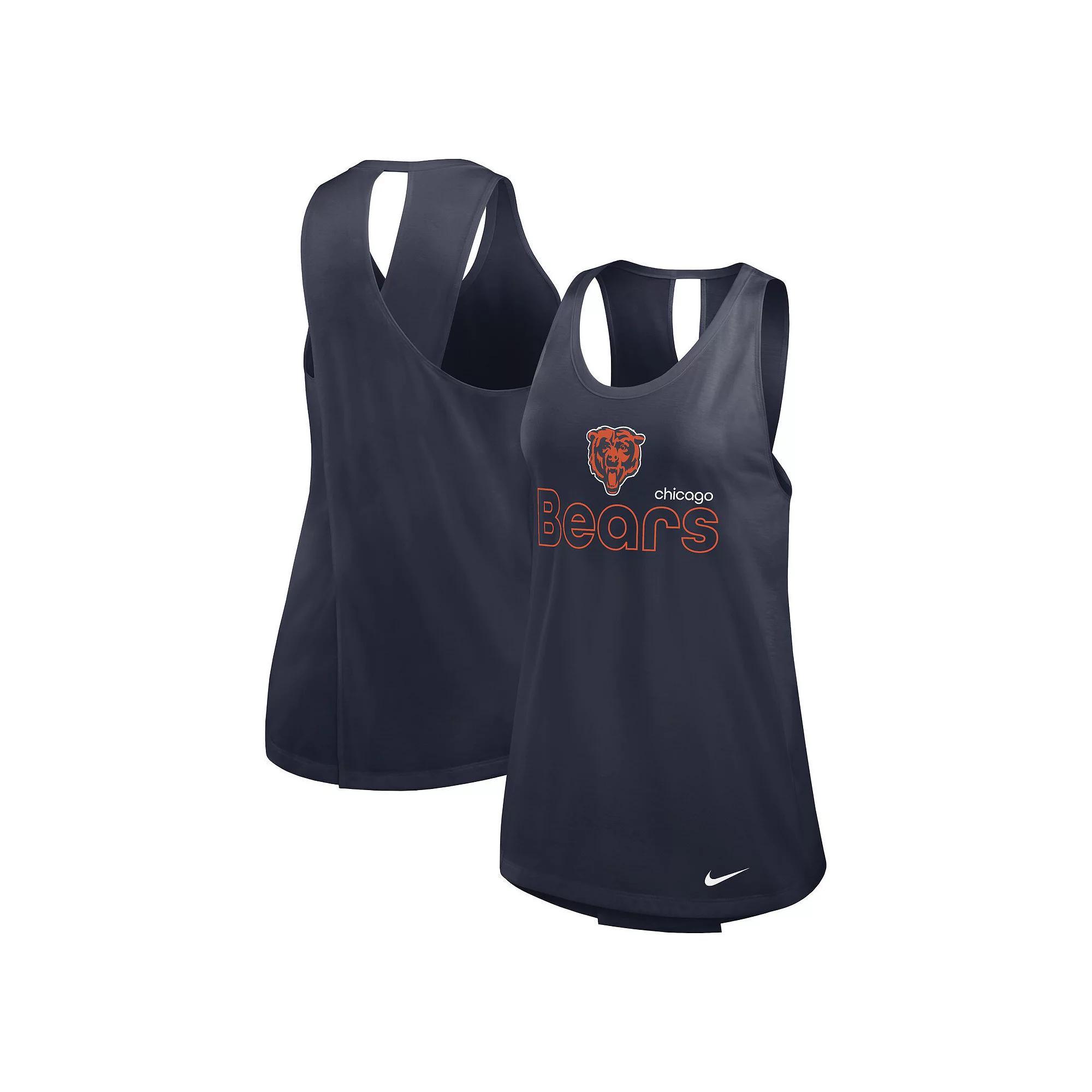Women's Nike Navy Chicago Bears Crossback Performance Tank Top, Size: Small, Blue Product Image