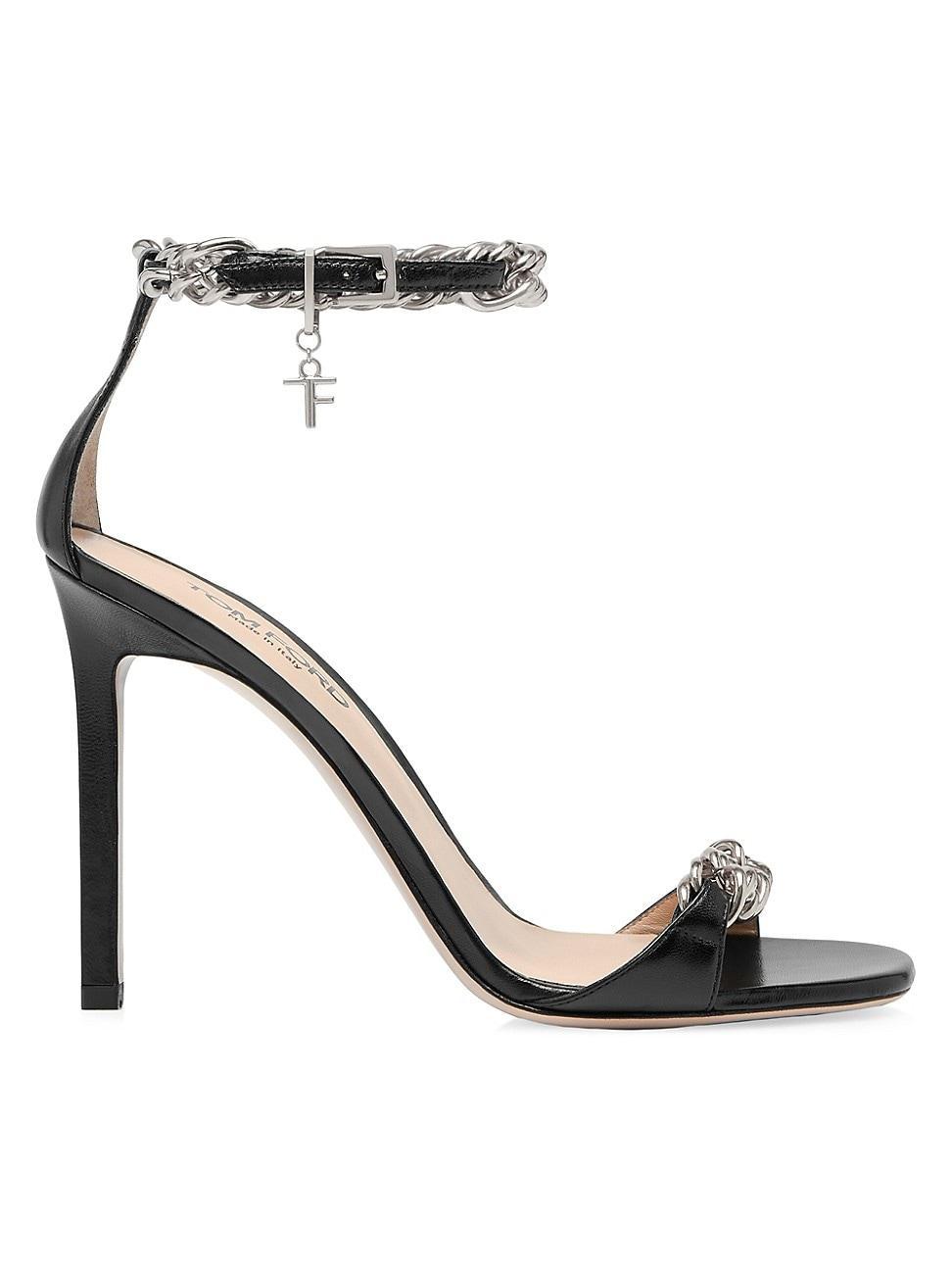 Womens Zenith 100MM Leather & Gourmette Chain Sandals Product Image