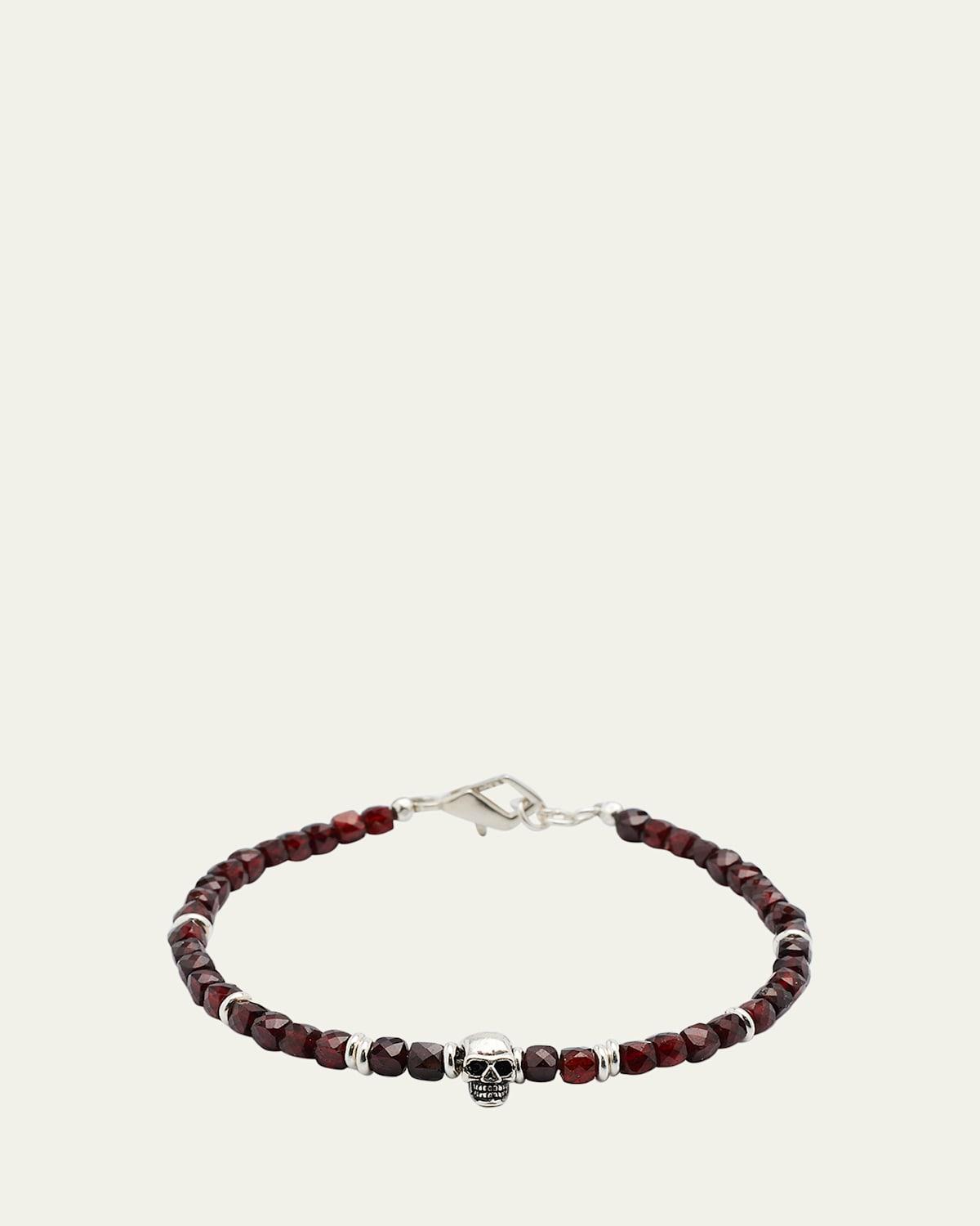 Mens Gemstone Skull Beaded Bracelet Product Image