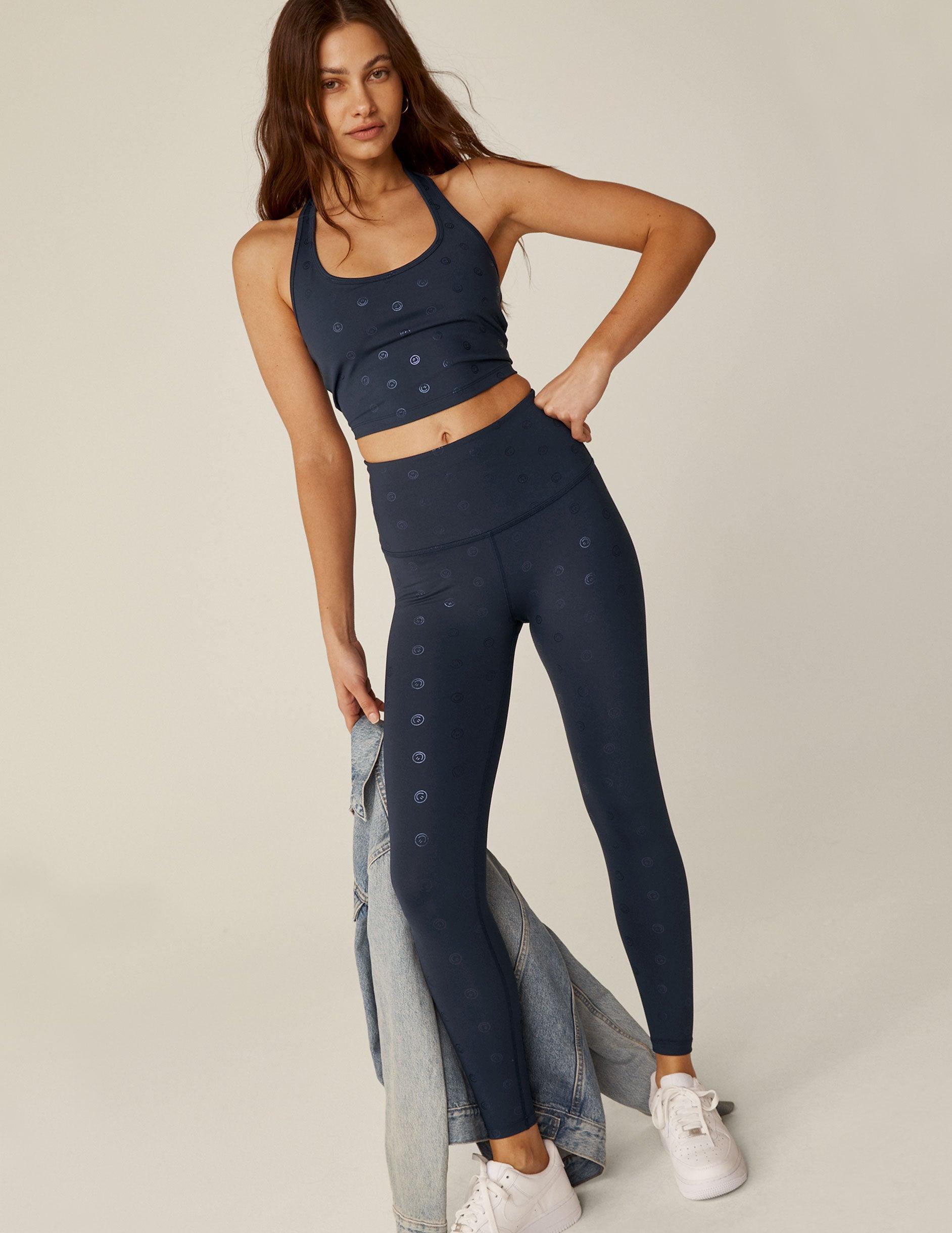 Navy Happy Face PowerShine High Waisted Midi Legging Product Image