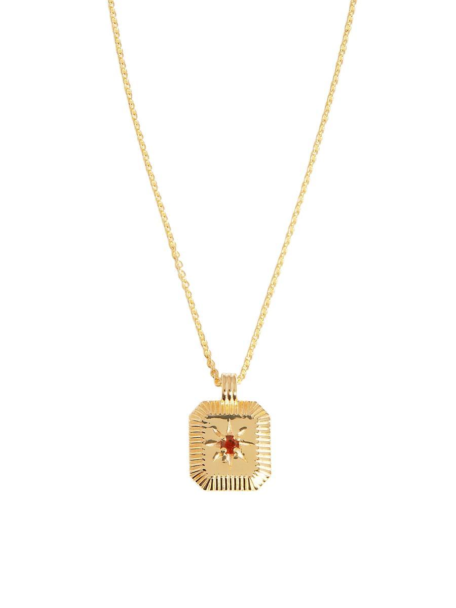 Womens 18K-Yellow-Gold Vermeil & Birthstone Pendant Necklace Product Image