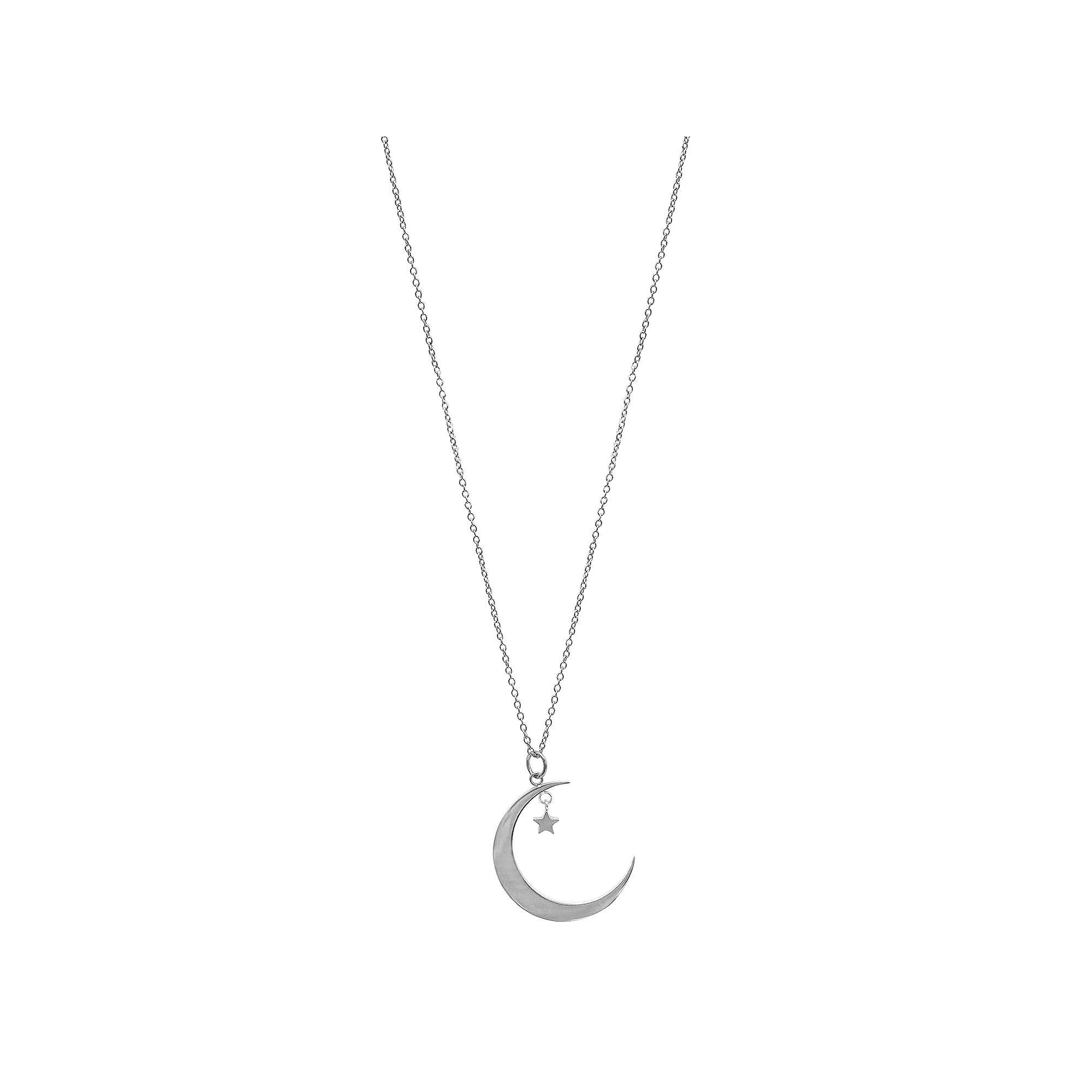 Adornia Silver Tone Cubic Zirconia Moon & Star Pendant Necklace, Women's, Size: 16-18" ADJ Product Image