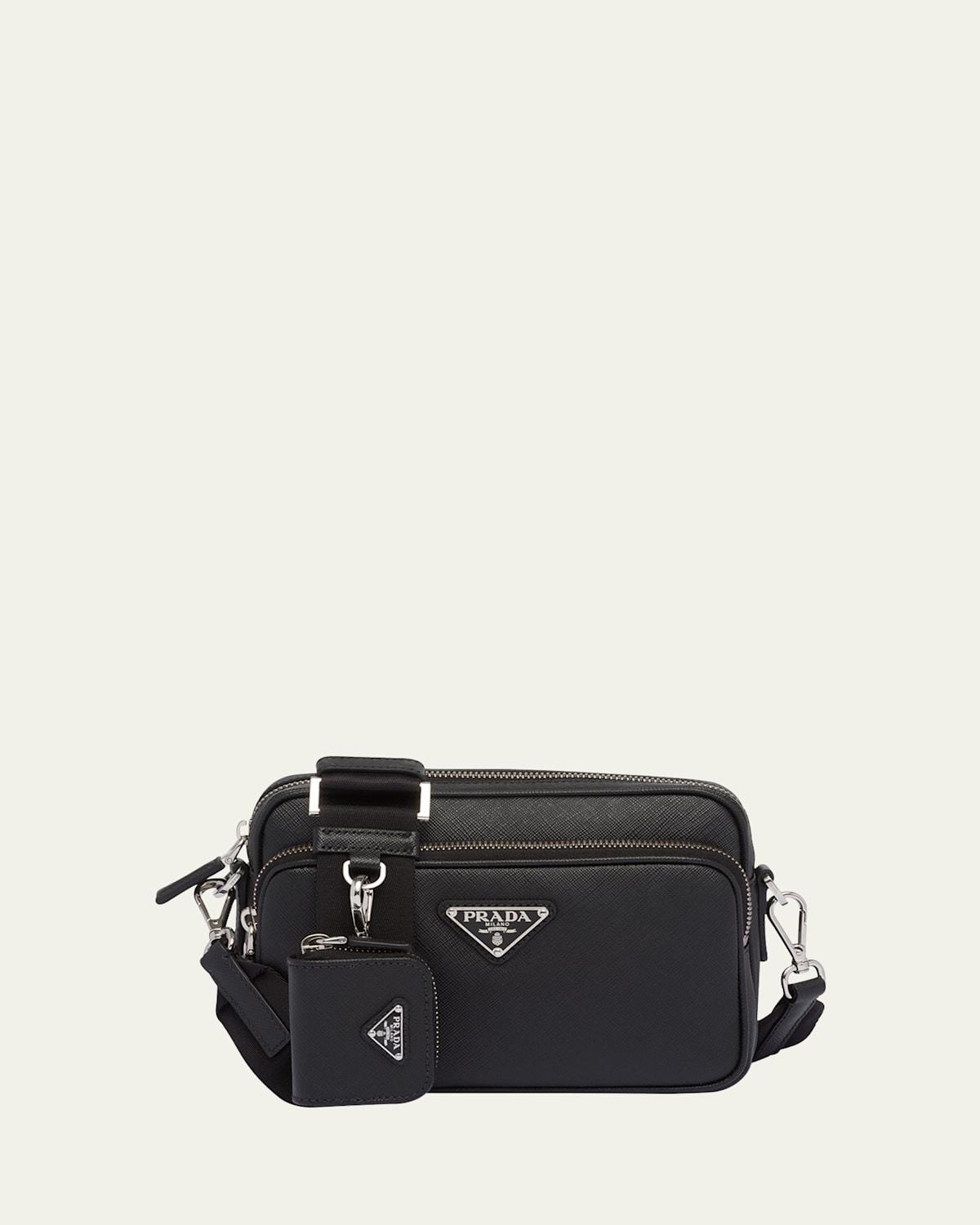 Mens Saffiano Leather Crossbody Bag with Pouch Product Image