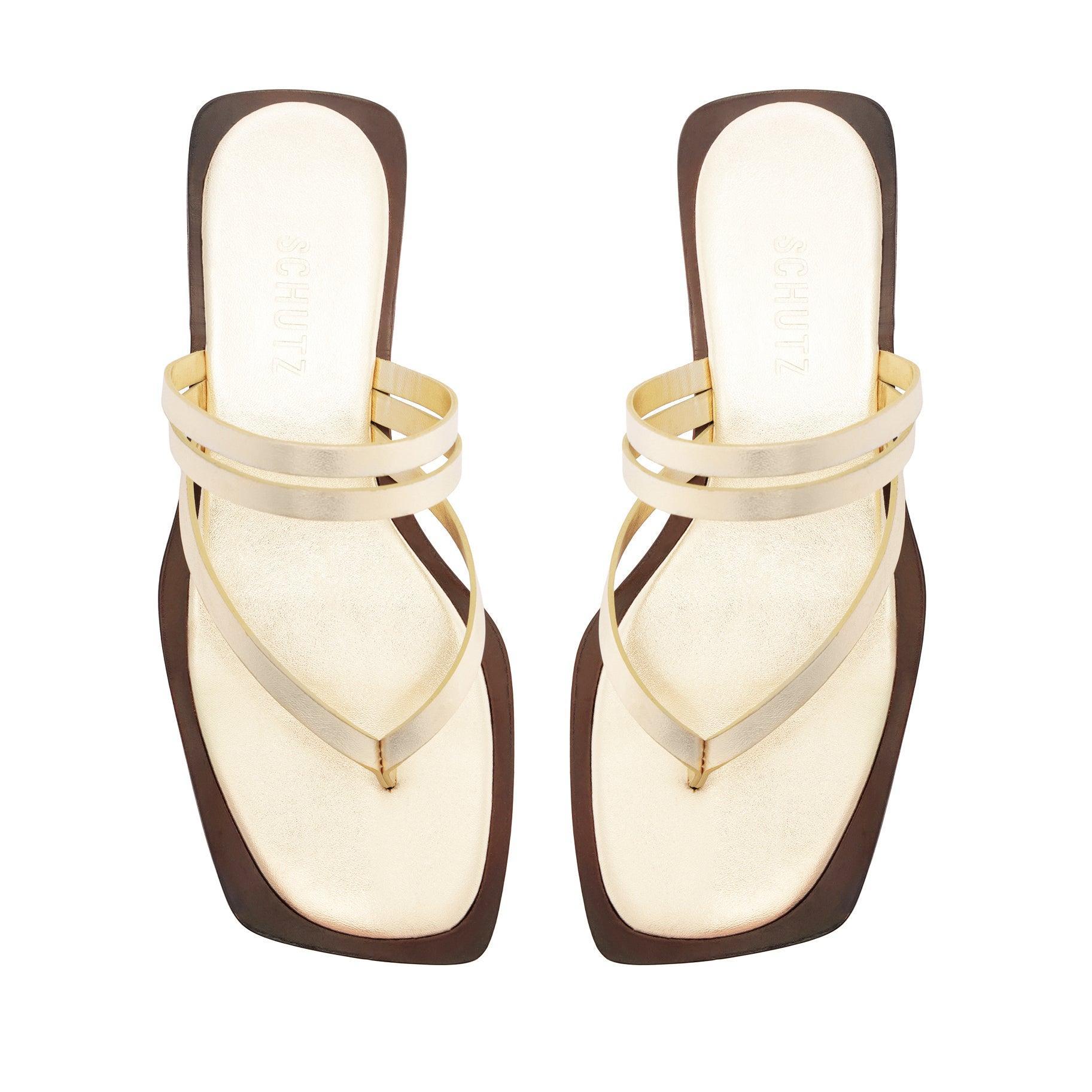 Rania Metallic Leather Flat Sandal Product Image