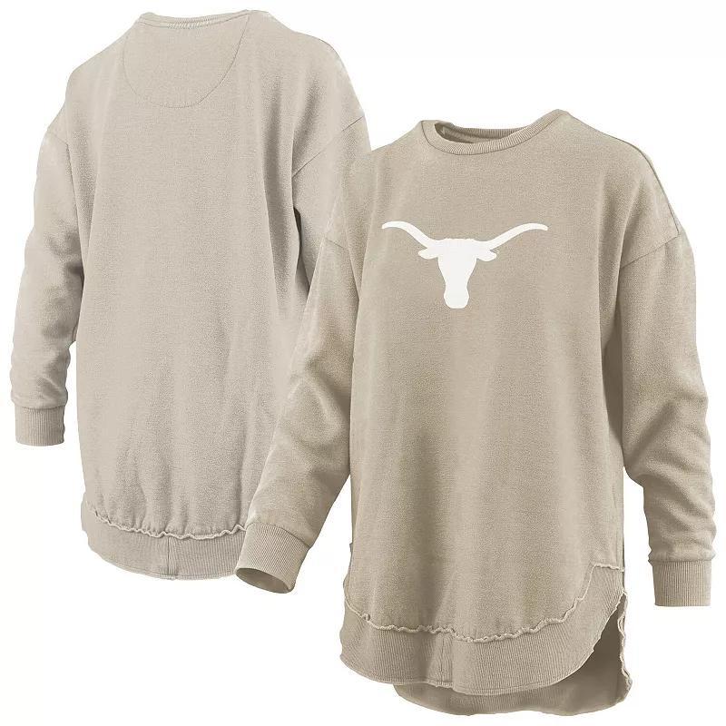 Womens Pressbox Tan Texas Longhorns Poncho Fleece Pullover Sweatshirt Product Image