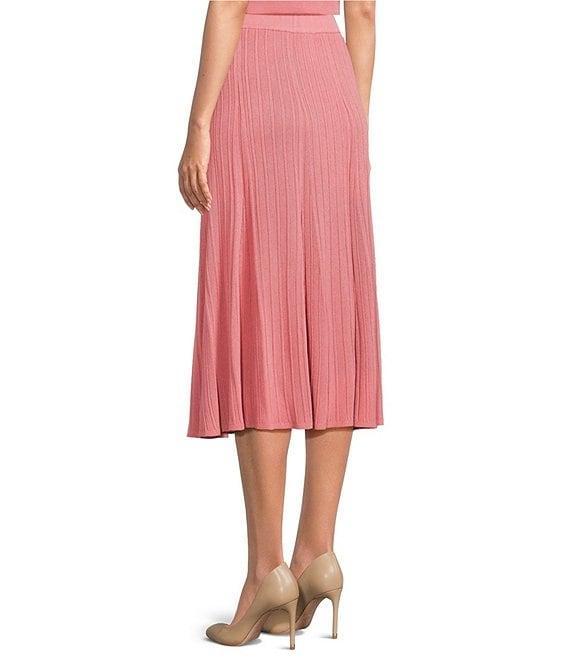 MISOOK Ribbed Knit Flared Pull-On Midi Skirt Product Image