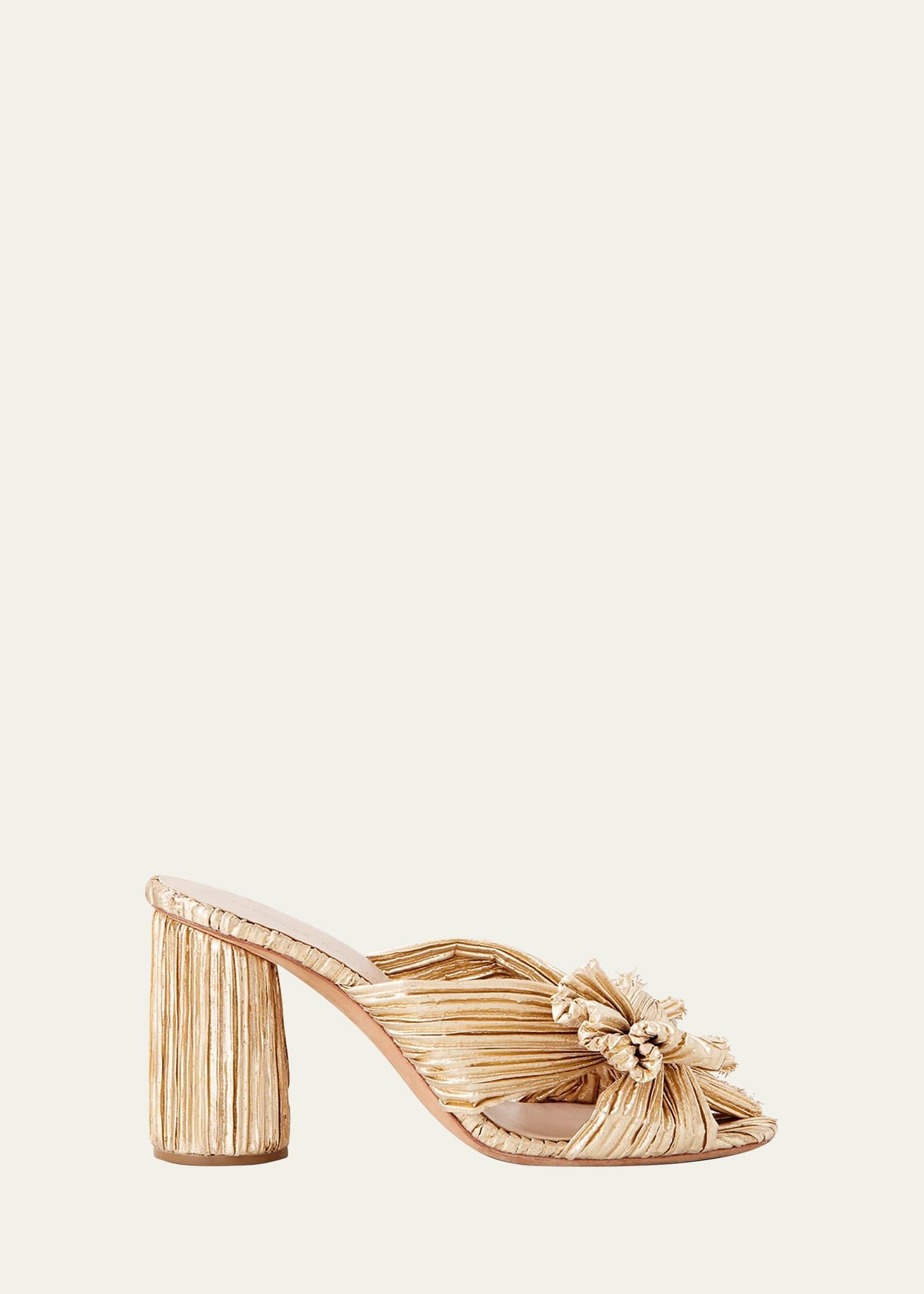 Penny Pleated Metallic Slide Sandals Product Image