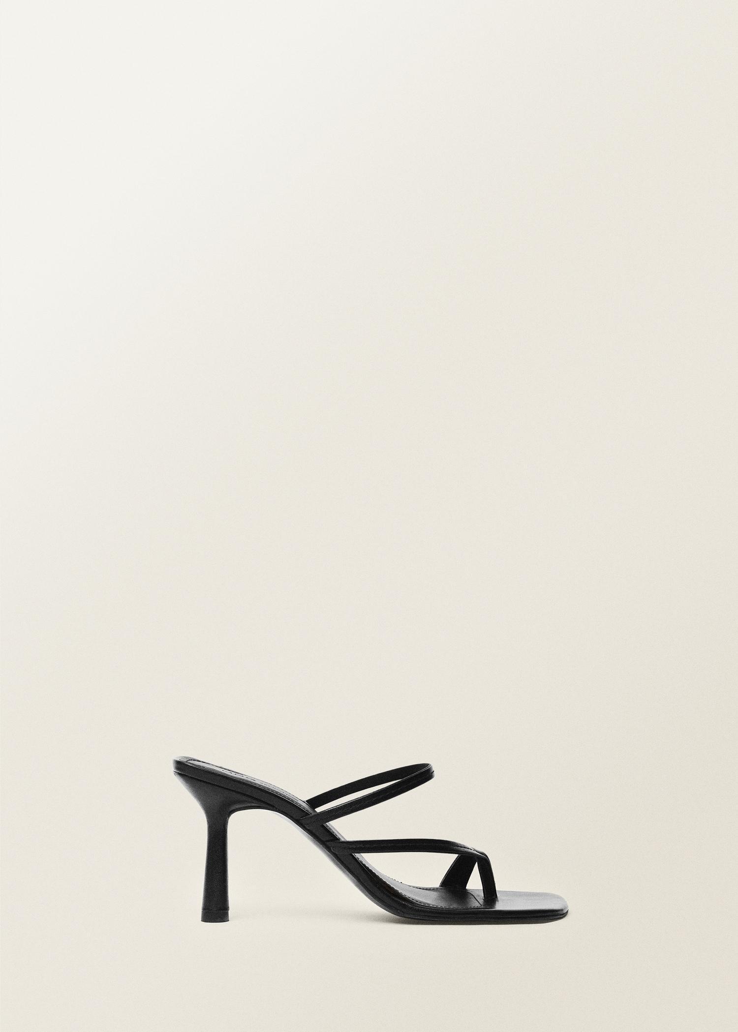 Heeled leather sandals with straps - Women | MANGO USA Product Image