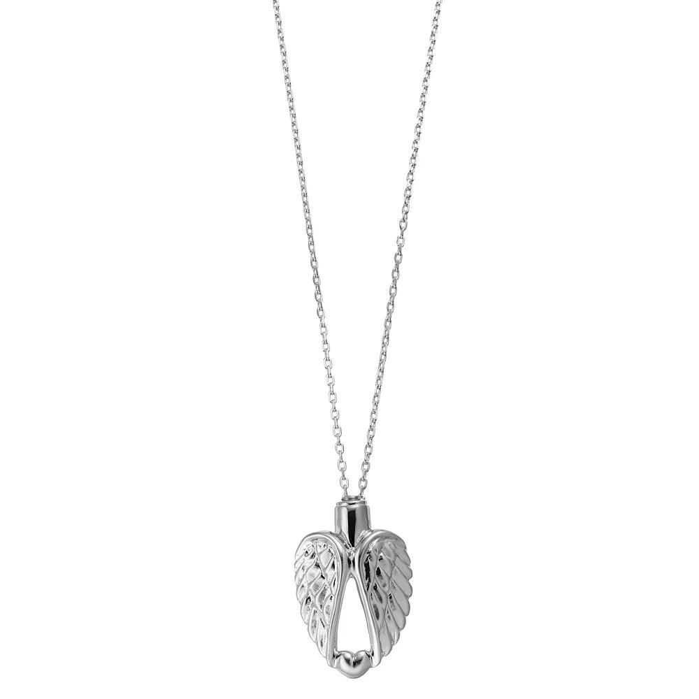 Kristen Kesho Sterling Silver Rhodium Plated Angel Wing Heart Necklace, Women's, Size: 18" Product Image