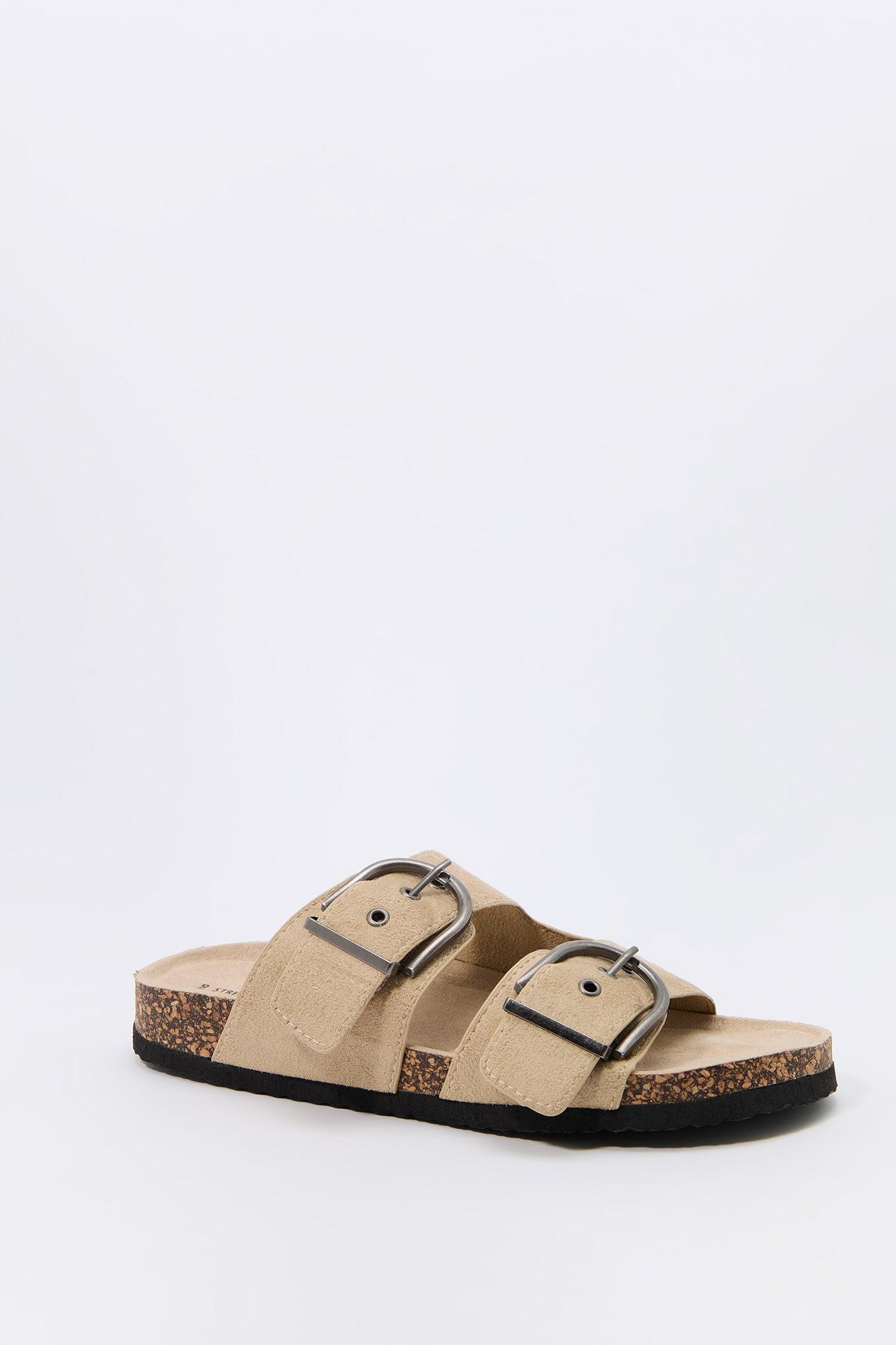 Faux Suede Buckle Cork Sandal Female Product Image