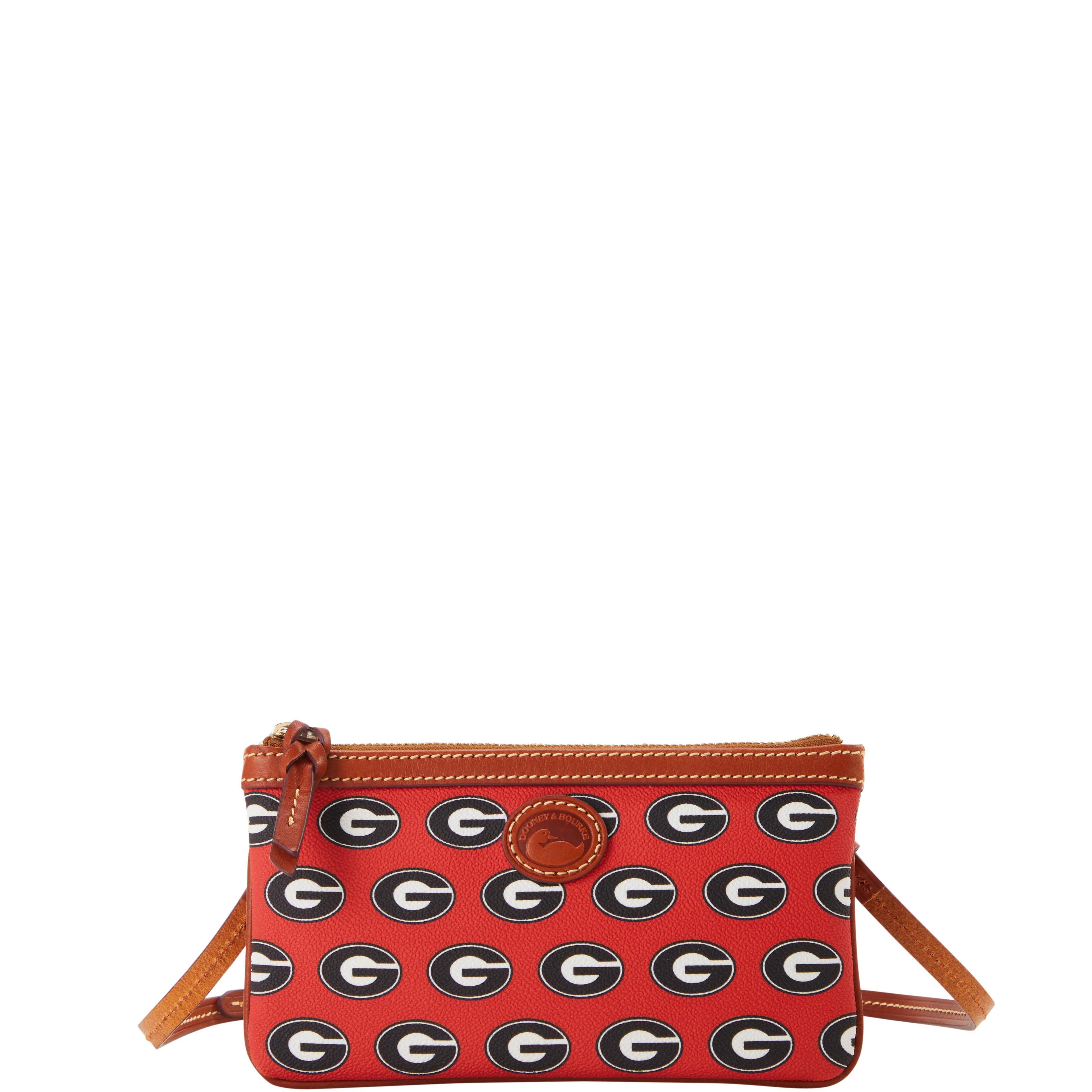 Dooney & Bourke Womens Collegiate University of Georgia Large Slim Crossbody Coated Cotton Shoulder Bag in Red Product Image