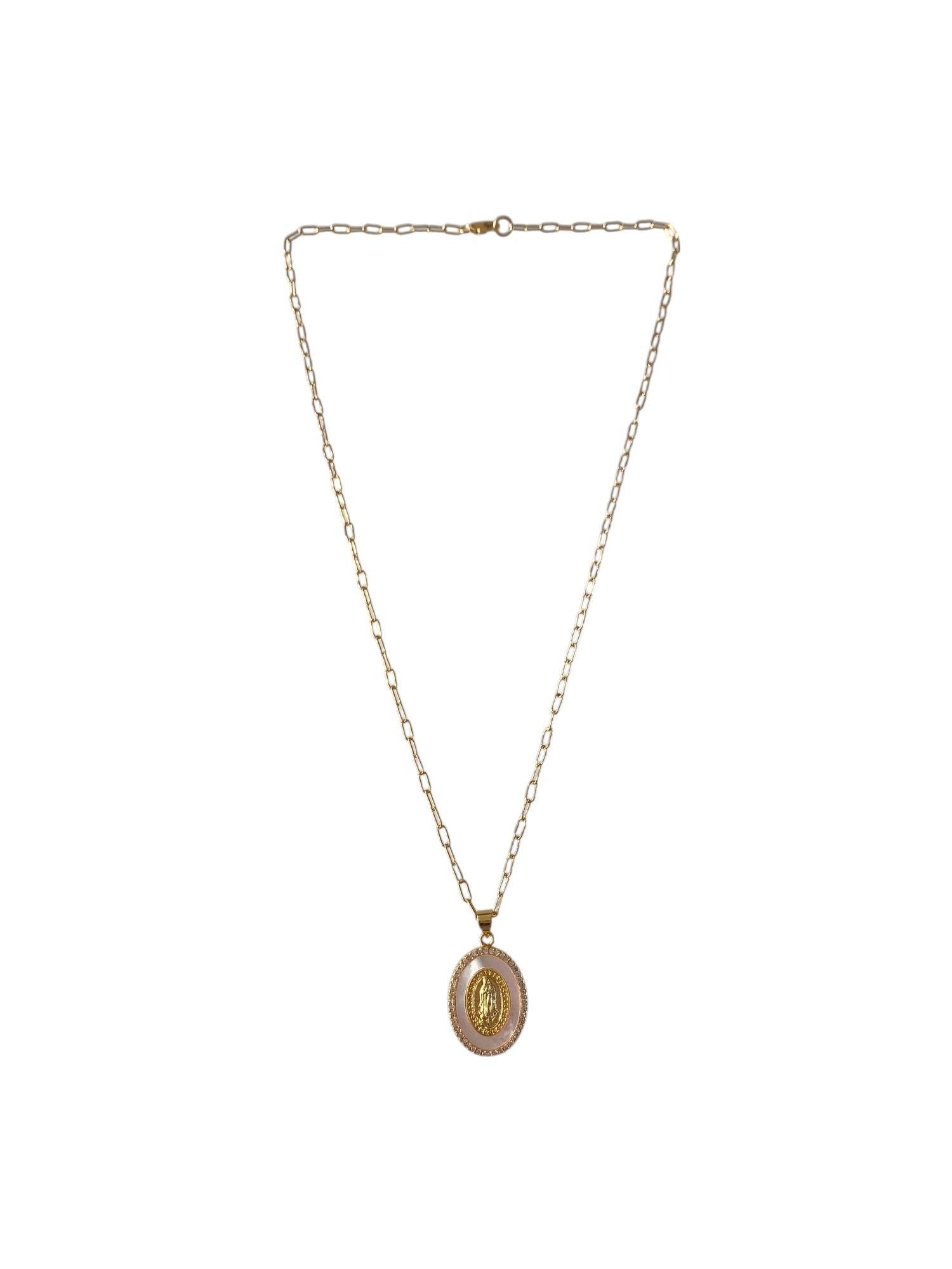 CZ Opal Mary Necklace Product Image