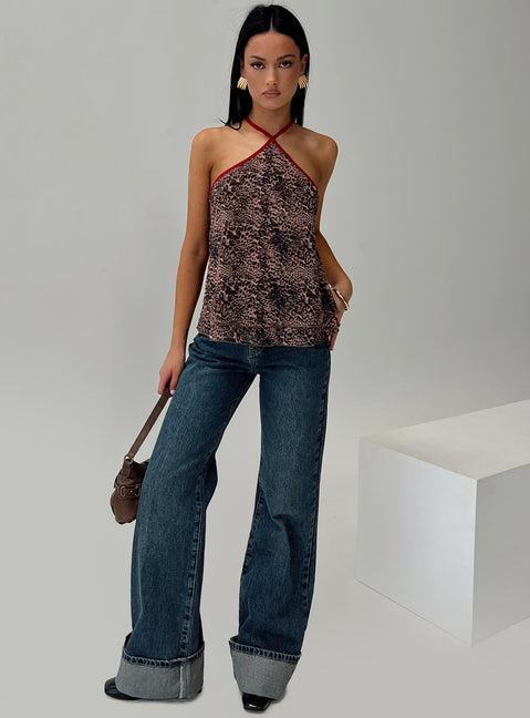 Florida Keys Mid Rise Straight Leg Cuffed Jeans Mid Blue Product Image