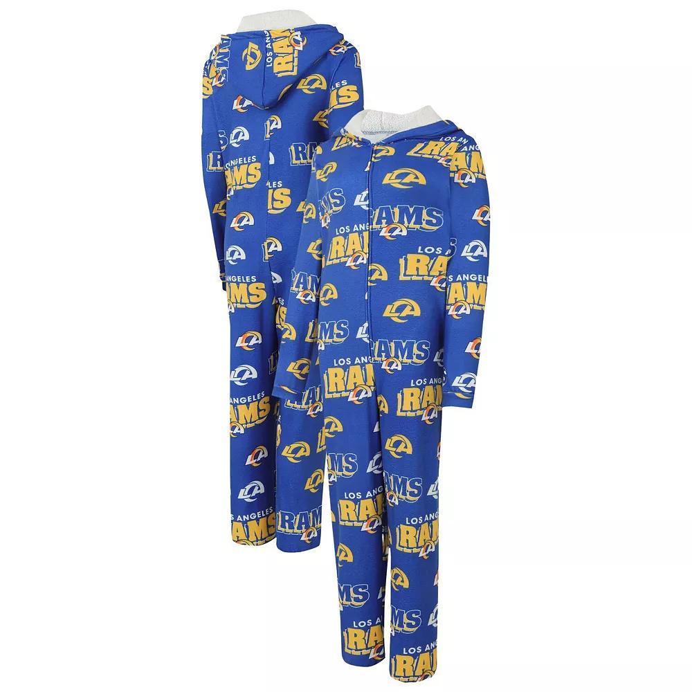 Women's Concepts Sport Royal Los Angeles Rams Roadway Allover Print Microfleece Full-Zip Union Suit, Size: Large, Blue Product Image