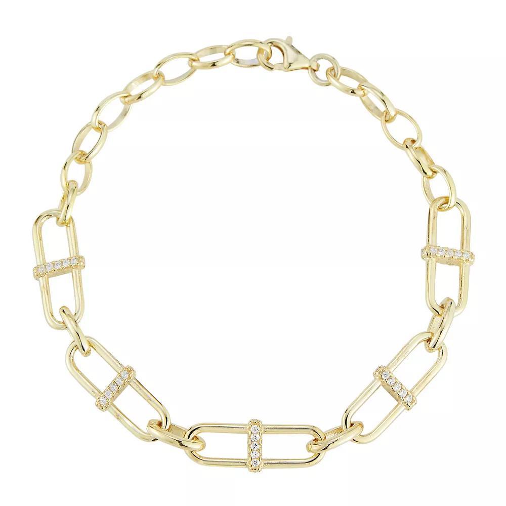 Sunkissed Sterling Cubic Zirconia Mariner Link Chain Bracelet, Womens Gold Tone Product Image