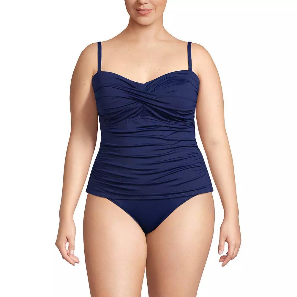 Plus Size Lands End Chlorine Resistant Bandeau Tankini Swimsuit Top, Womens Deep Blue Product Image