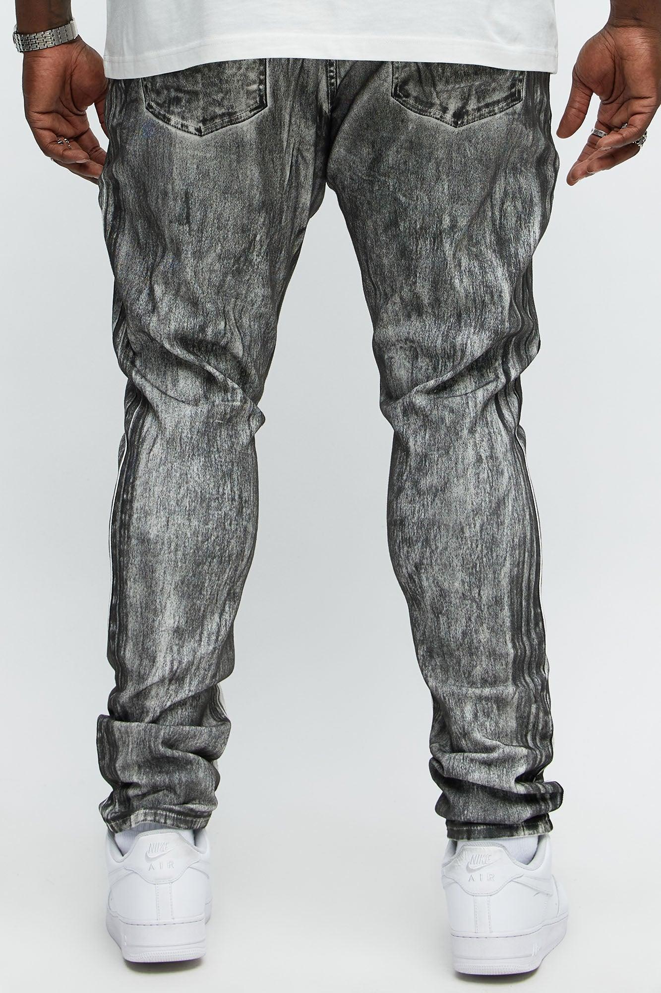 Stick Around Stacked Skinny Jeans - Grey/Smoke Product Image