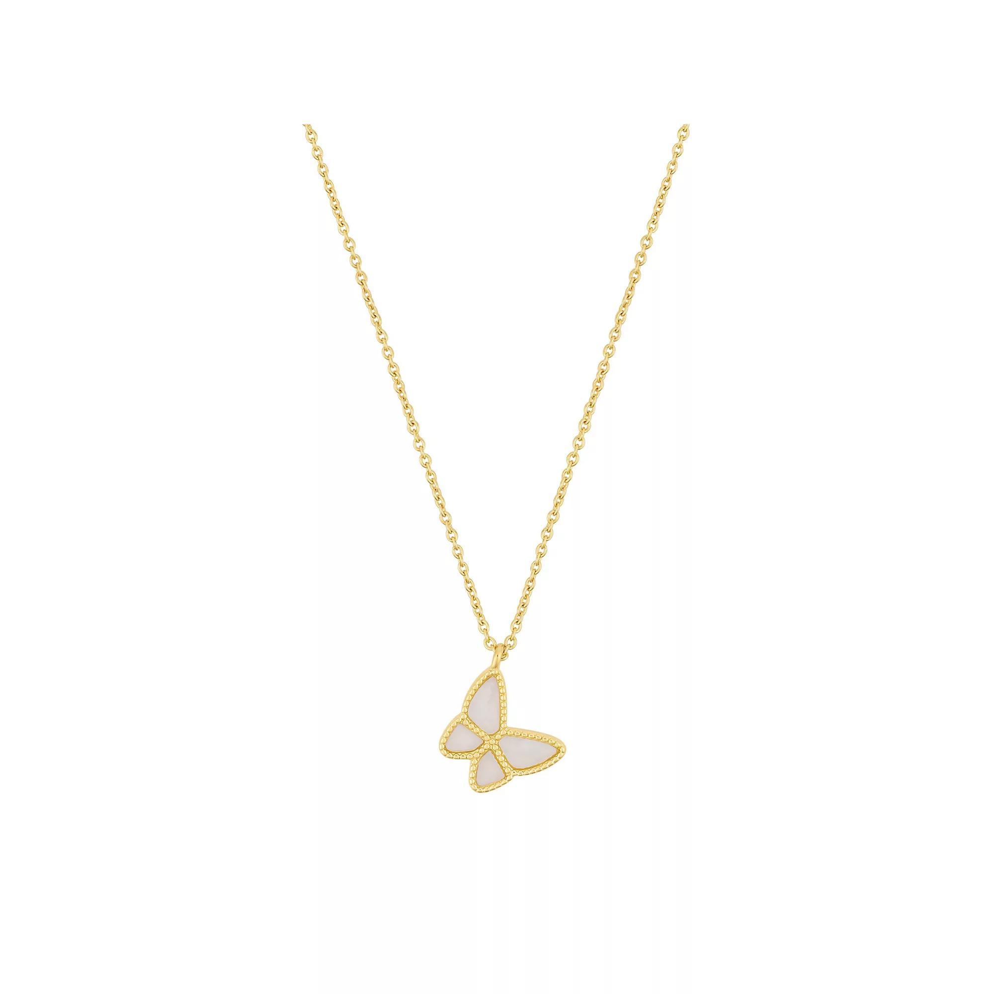 Adornia 14k Gold Tone Butterfly Necklace, Women's, Size: 16-20" ADJ, Gold Tone White Product Image
