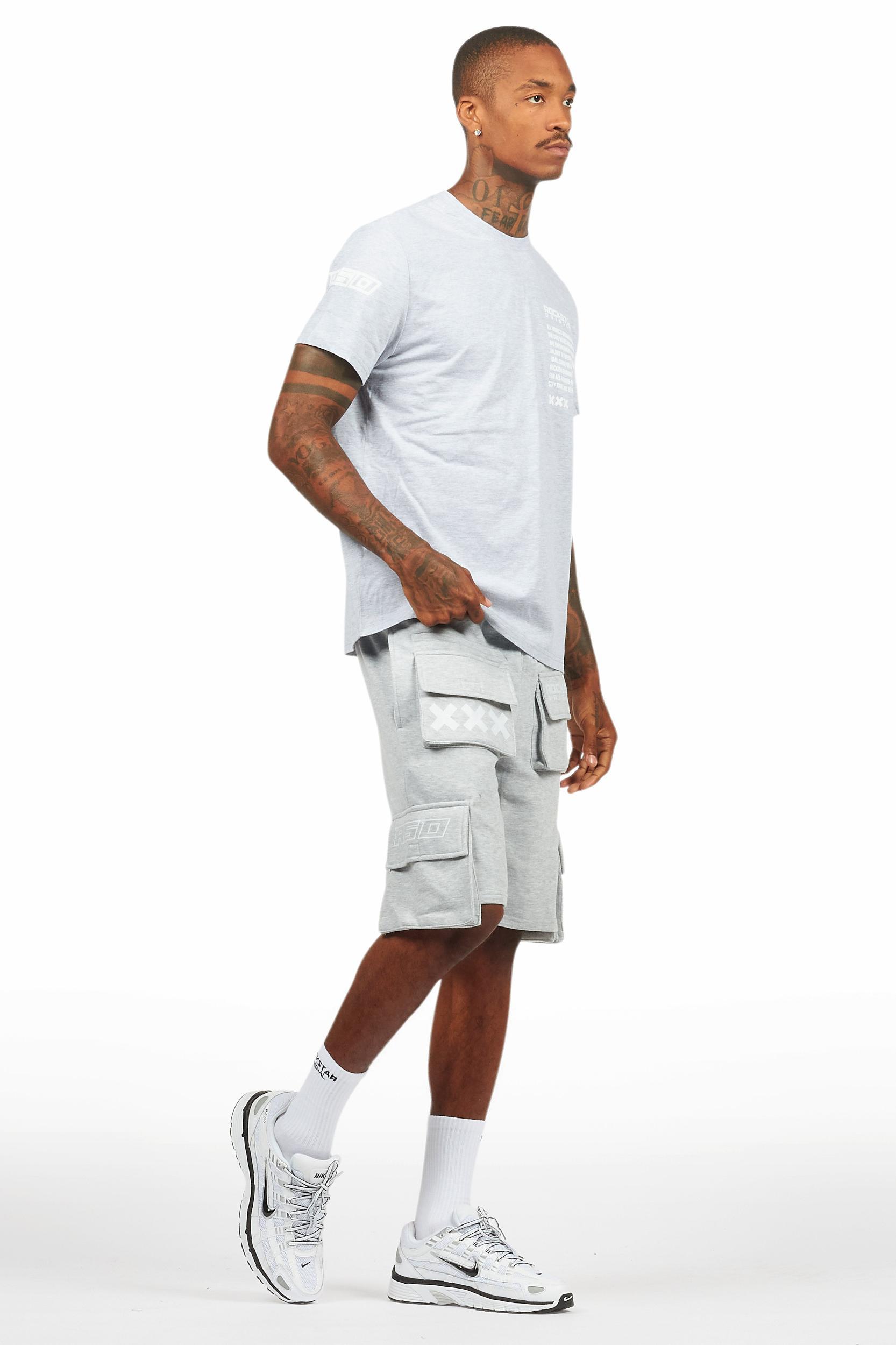 Jash Heather Grey/White Short Set Male Product Image